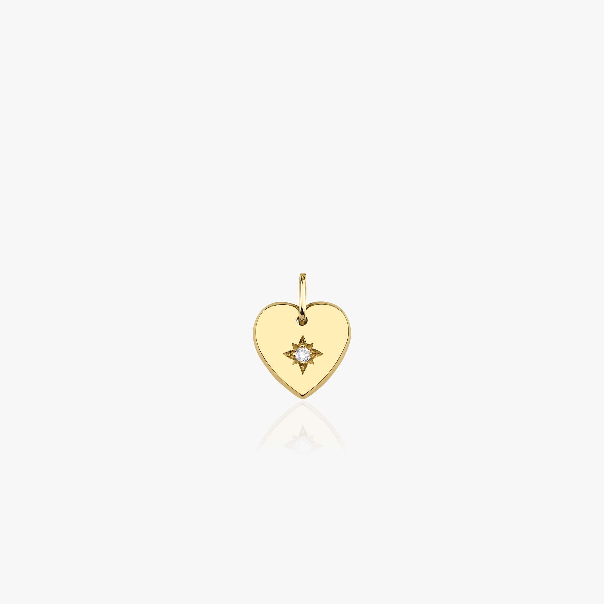 Mini Diamond Star Inlaid Heart Pendant in 14K Gold