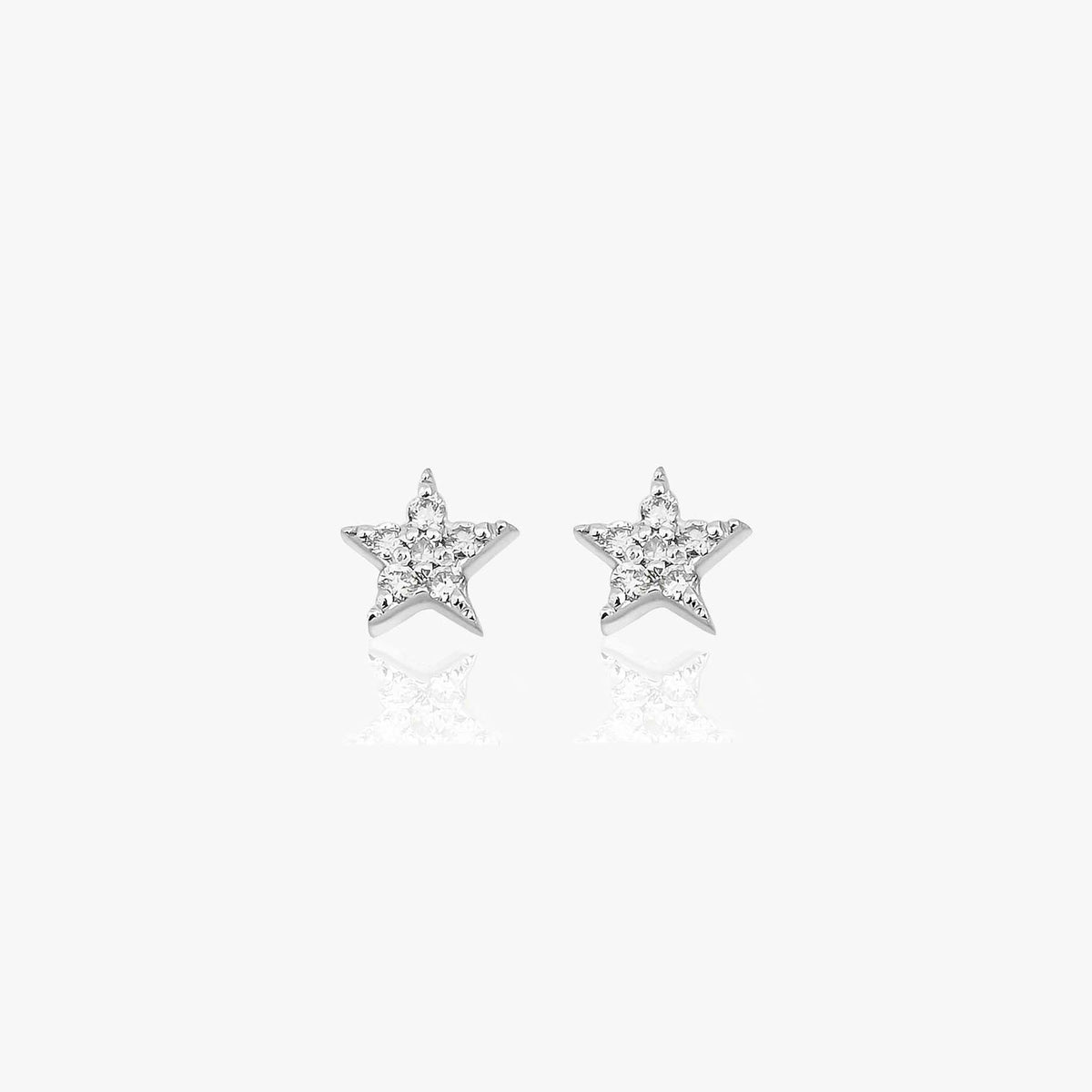 Mini Diamond Star Studs in 14K Gold