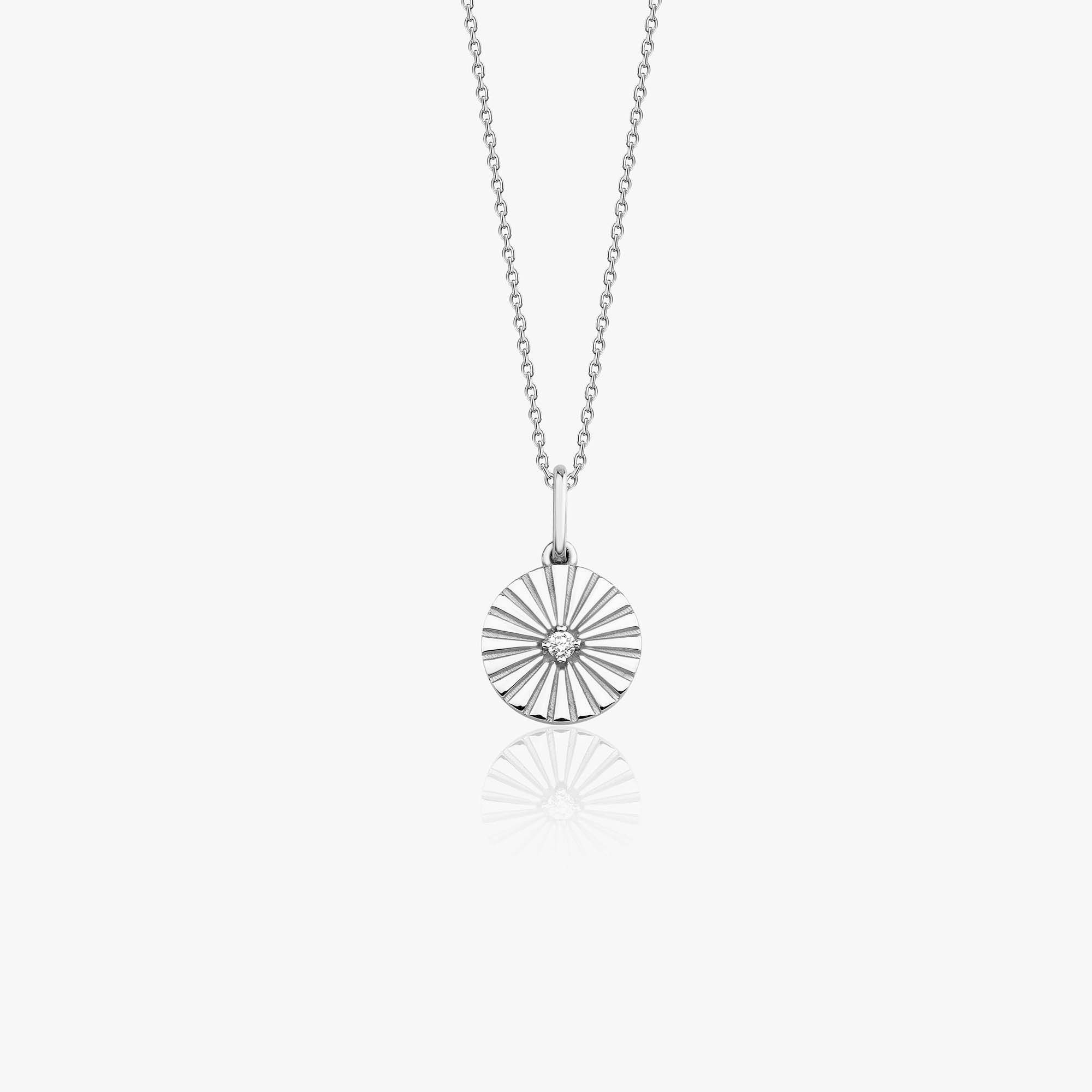 Mini Diamond Sunburst Necklace in 14K Gold