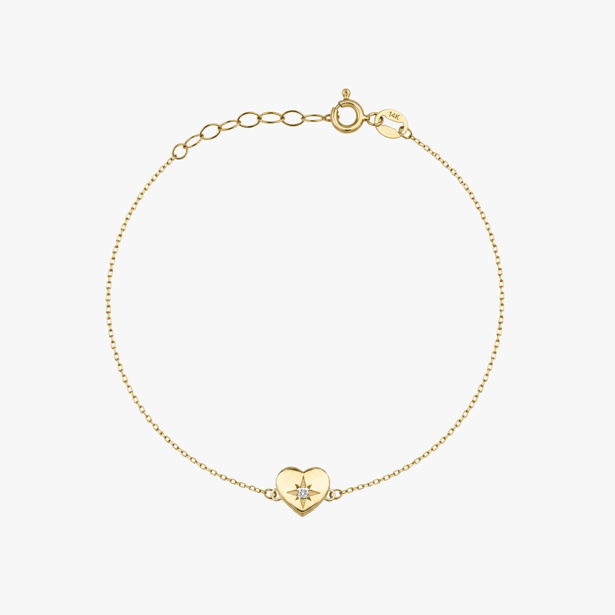 Mini Diamond Heart Bracelet in 14K Gold