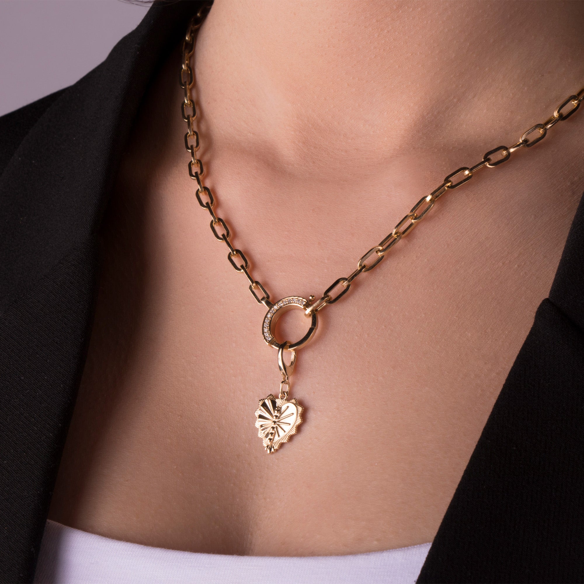 Mini Heartburst Medallion in 14K Gold
