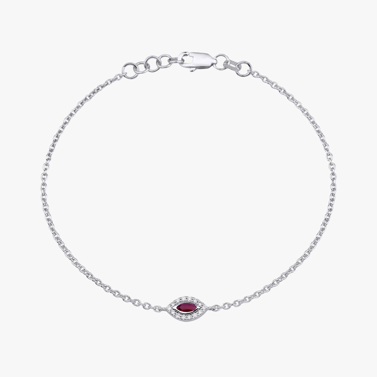 Mini Marquise Ruby And Diamond Bracelet in 14K Gold