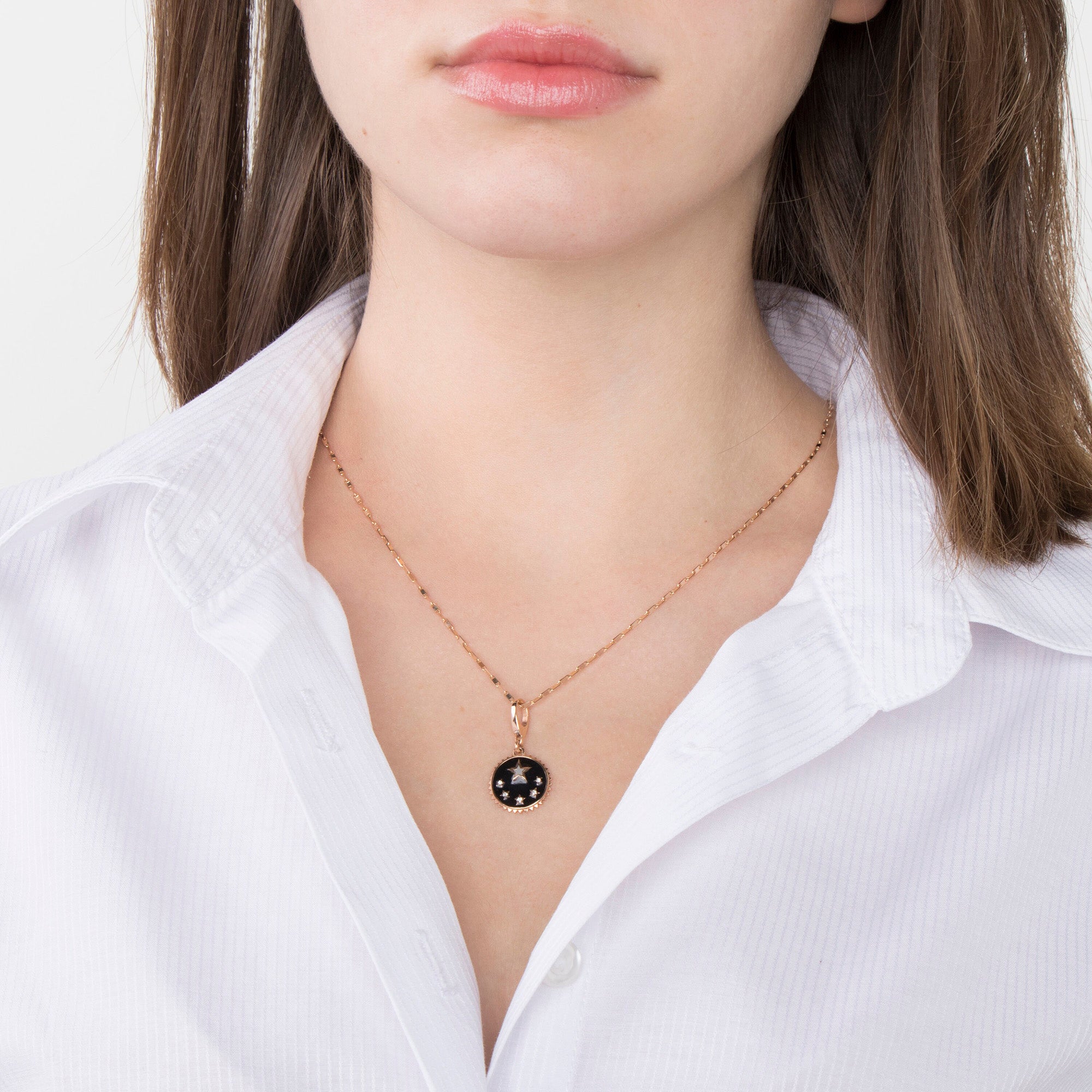 Mini Star Medallion Pendant in 14K Gold / Stars of The Night
