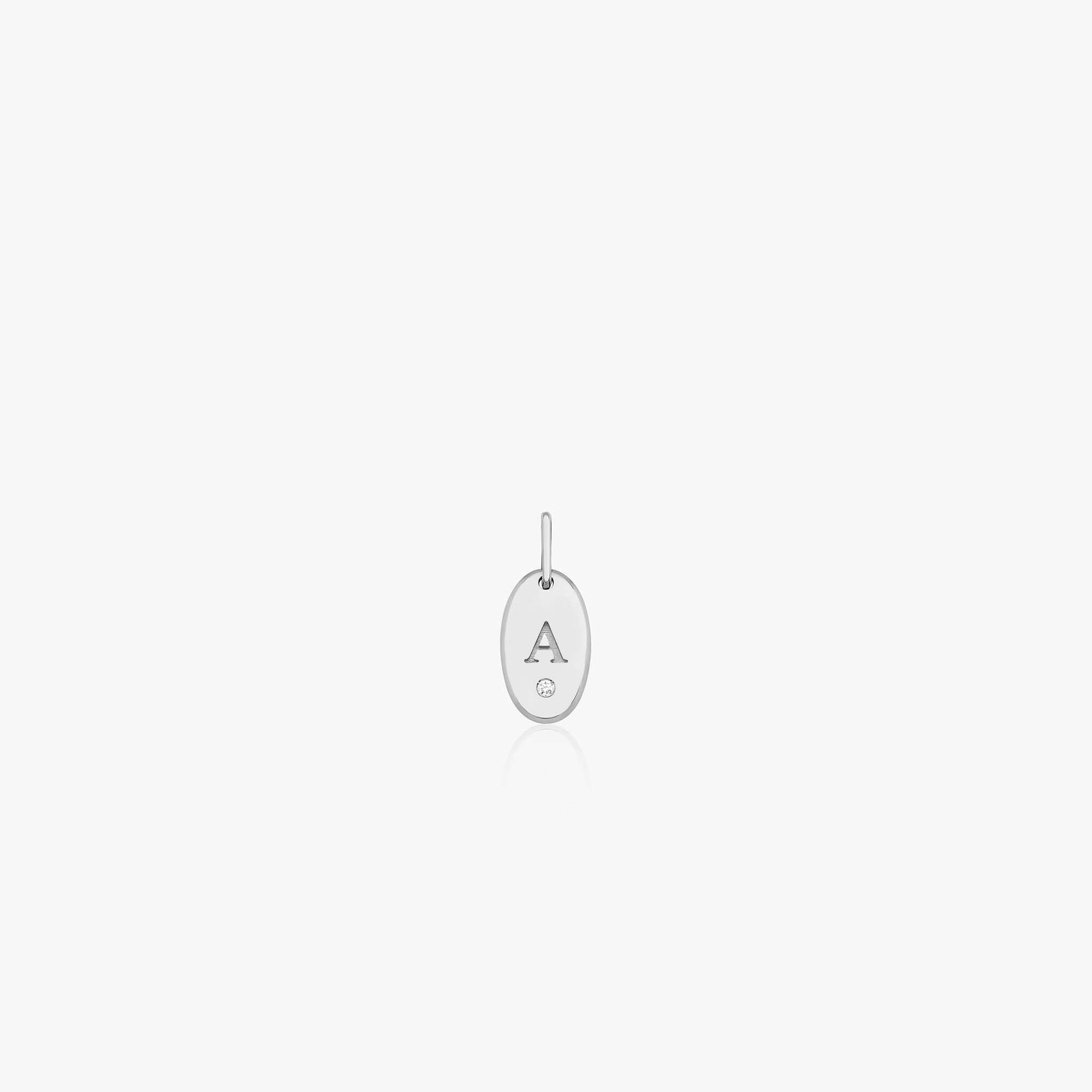 Mini Birthstone Initial Oval Disc Pendant in 14K Gold