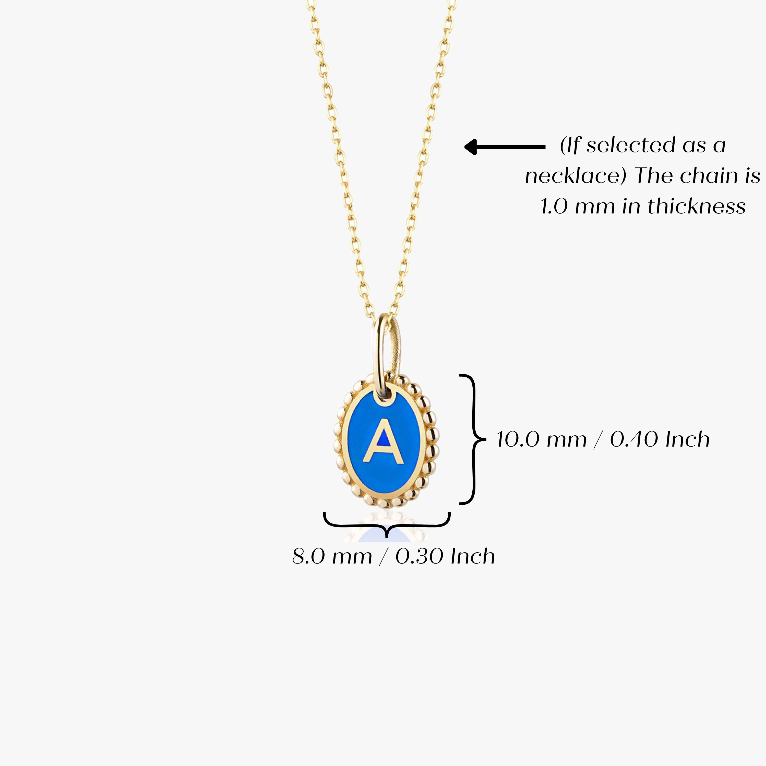 Itty Bitty Tiny Sky Blue Enamel Initial Necklace in 14K Gold