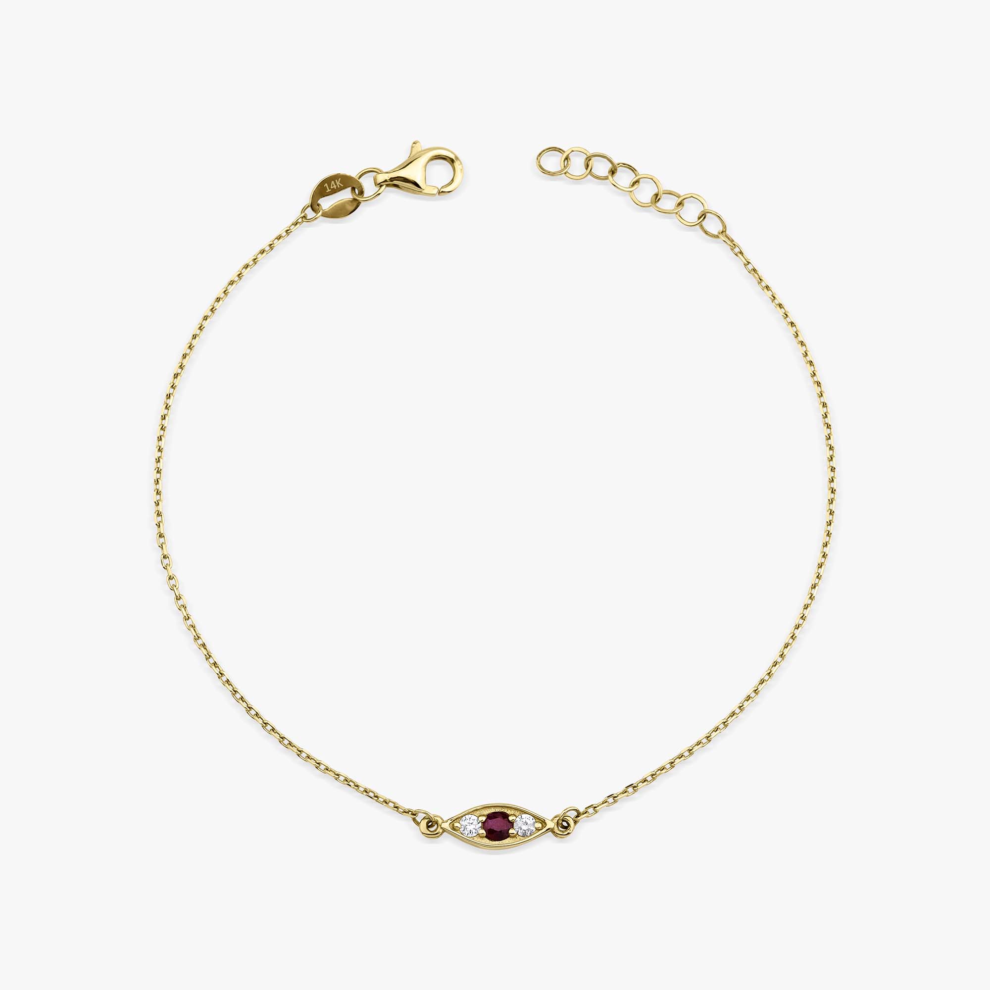 Itty Bitty Ruby Eye Bracelet in 14K Gold