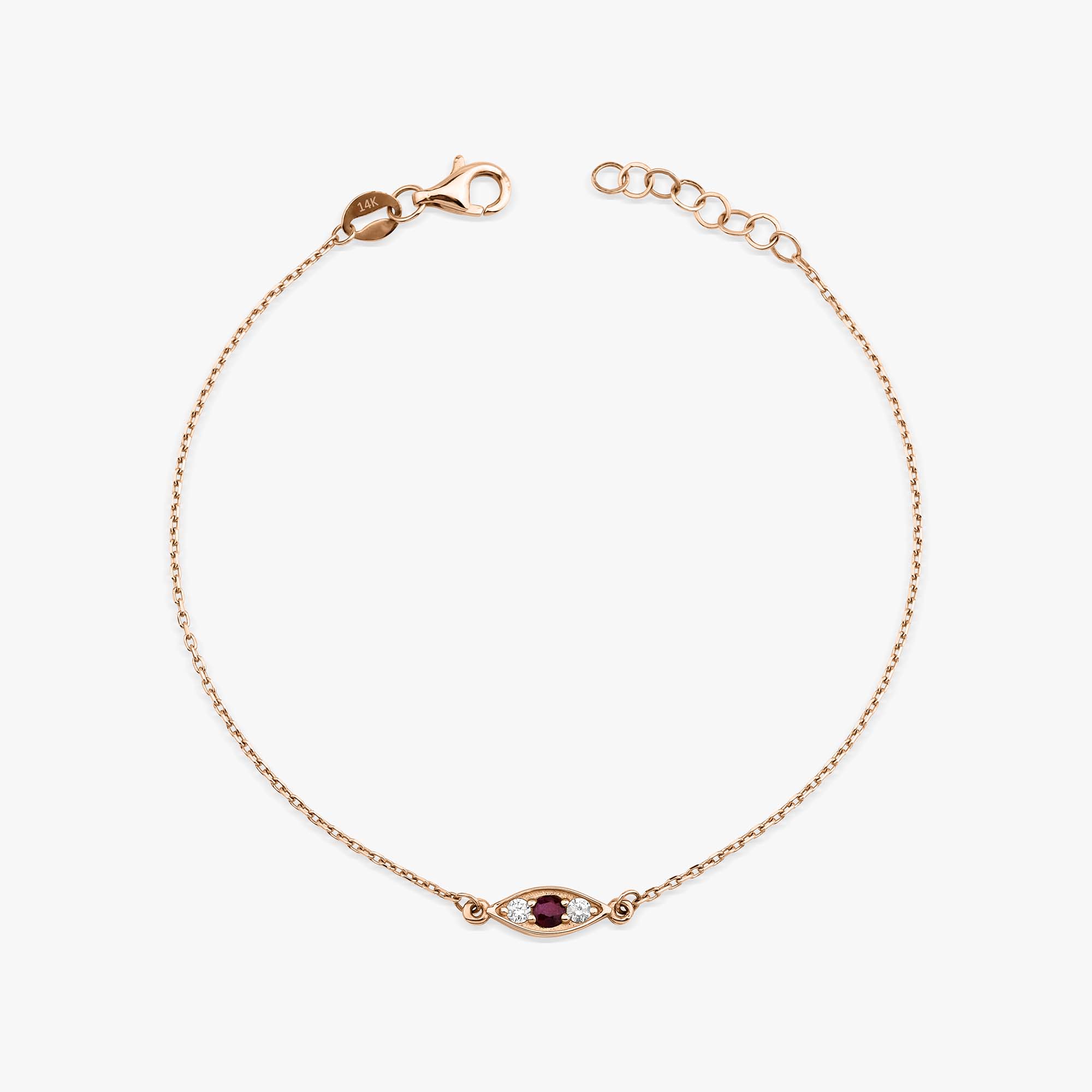 Itty Bitty Ruby Eye Bracelet in 14K Gold