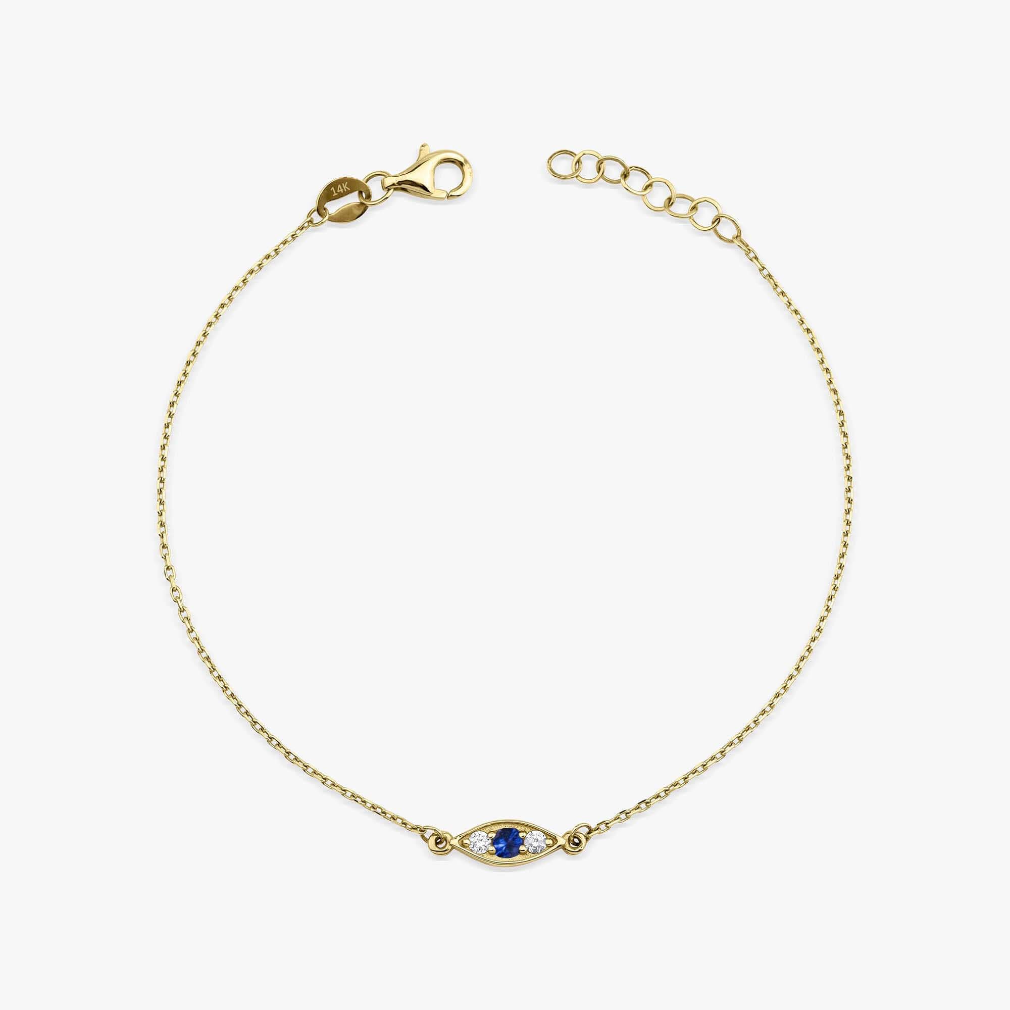 Itty Bitty Blue Sapphire Eye Bracelet in 14K Gold