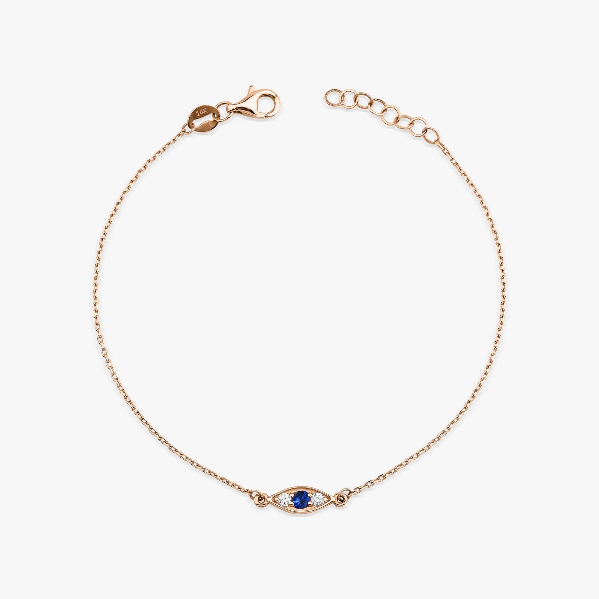 Itty Bitty Blue Sapphire Eye Bracelet in 14K Gold