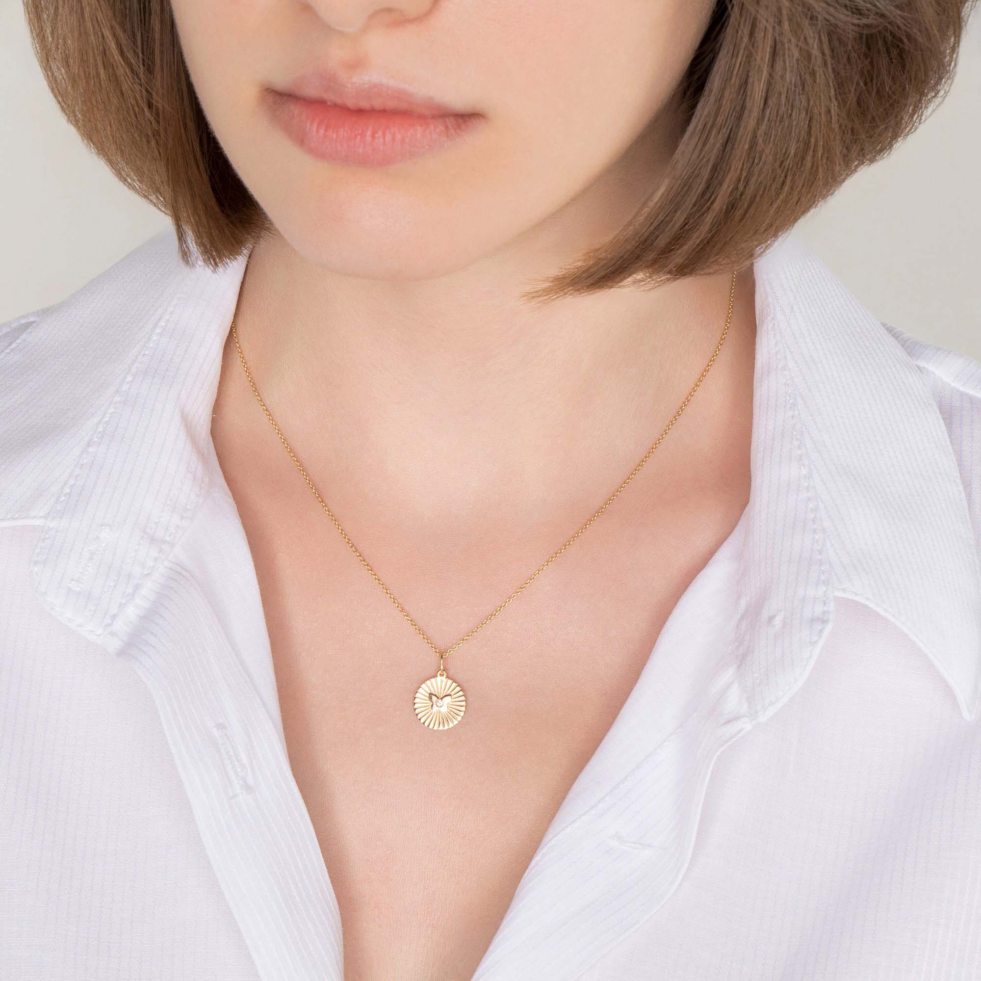 Mini Diamond Butterfly Coin Necklace in 14K Gold