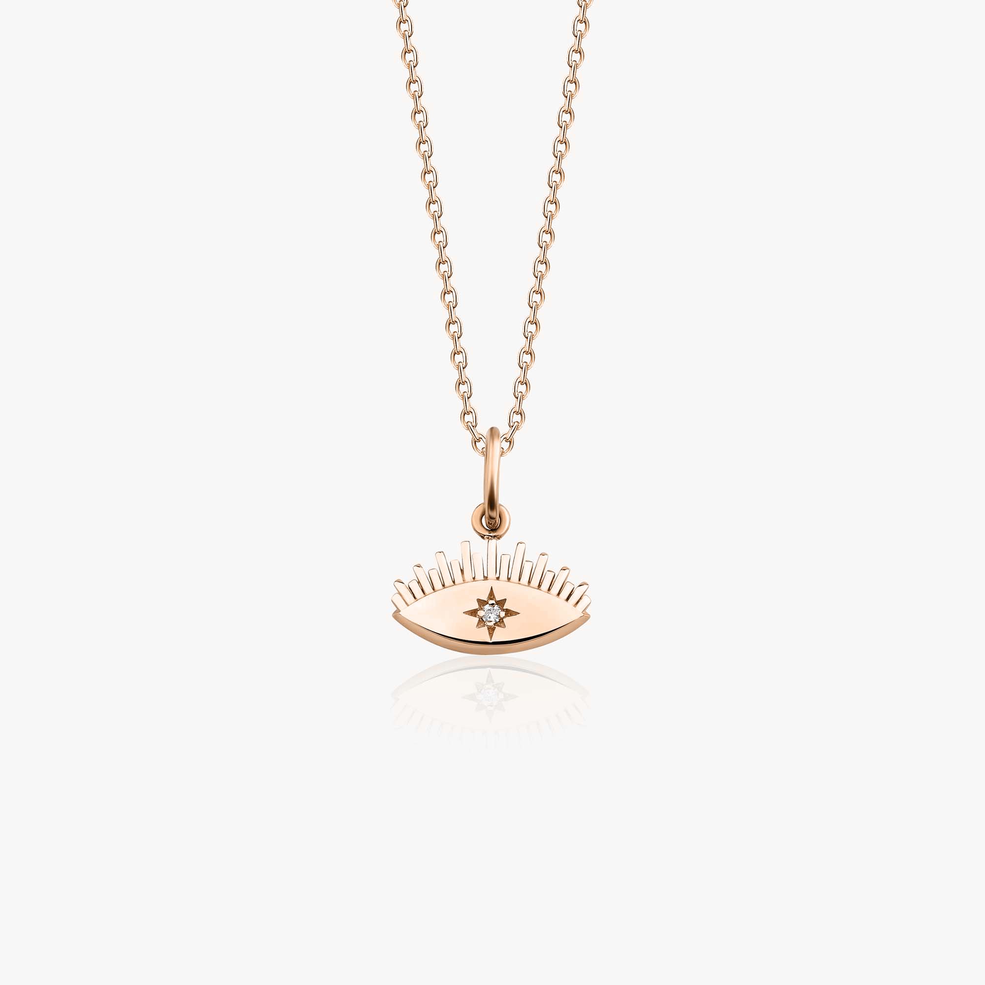 Mini Diamond Eternal Eye Necklace in 14K Gold