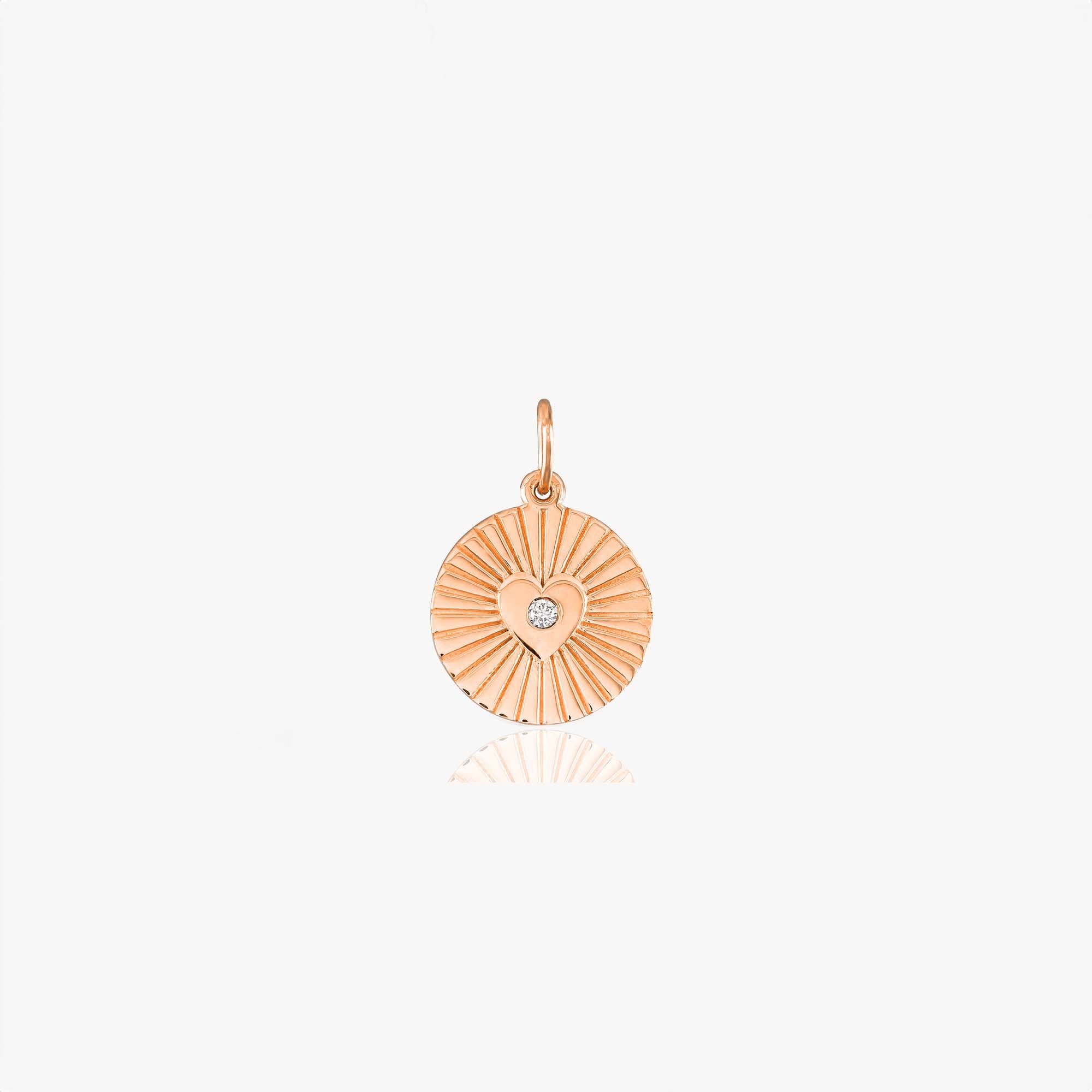Mini Diamond Heart Coin Pendant in 14K Gold