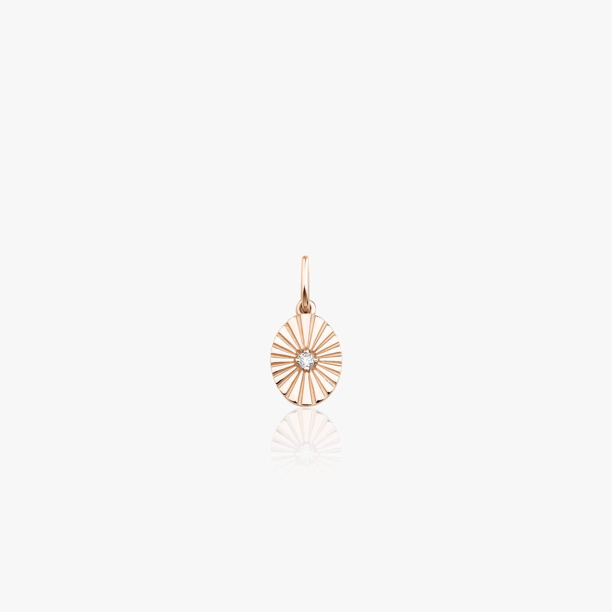 Mini Oval Diamond Pendant in 14K Gold