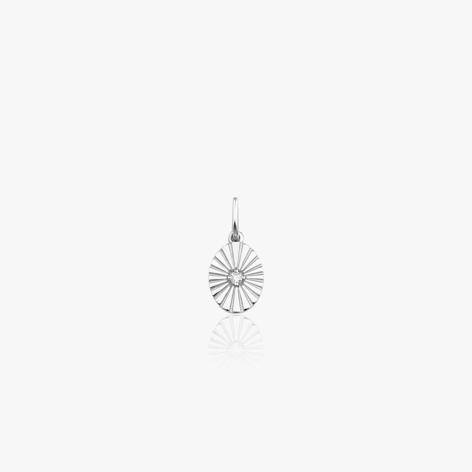 Mini Oval Diamond Pendant in 14K Gold