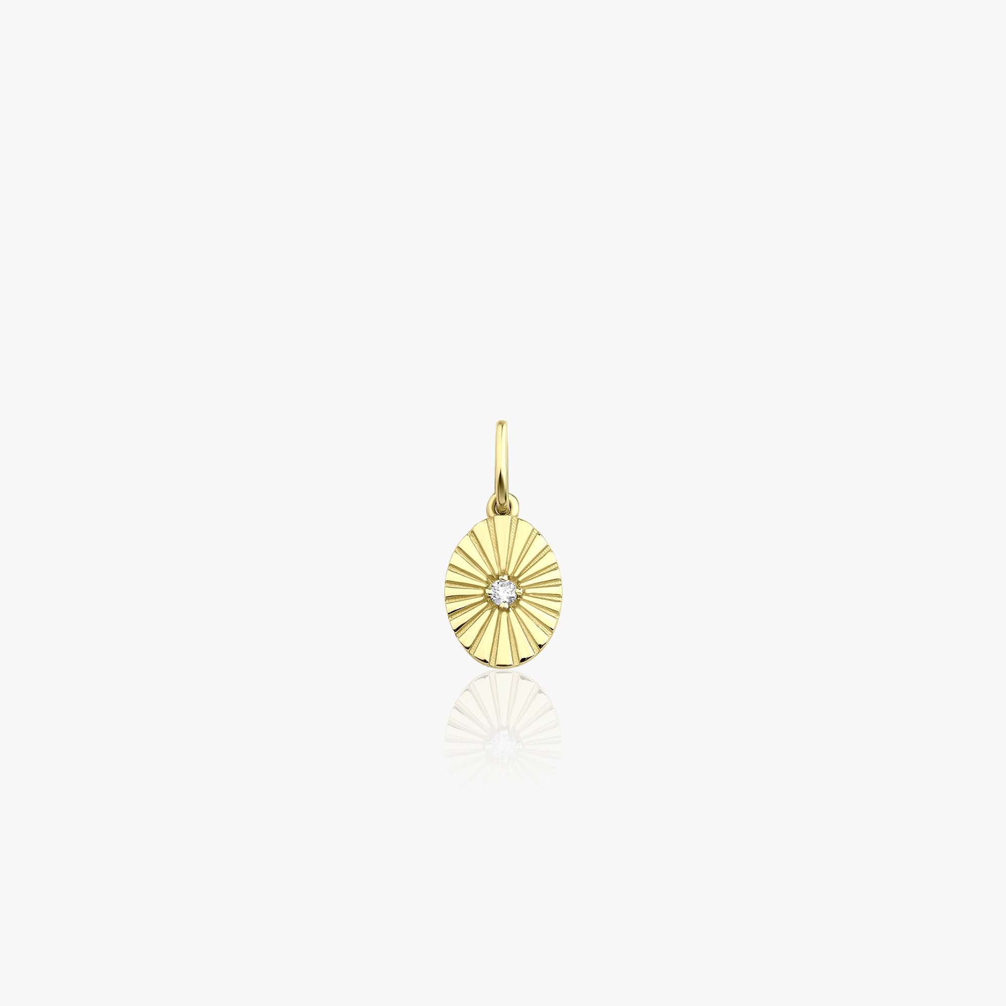 Mini Oval Diamond Pendant in 14K Gold