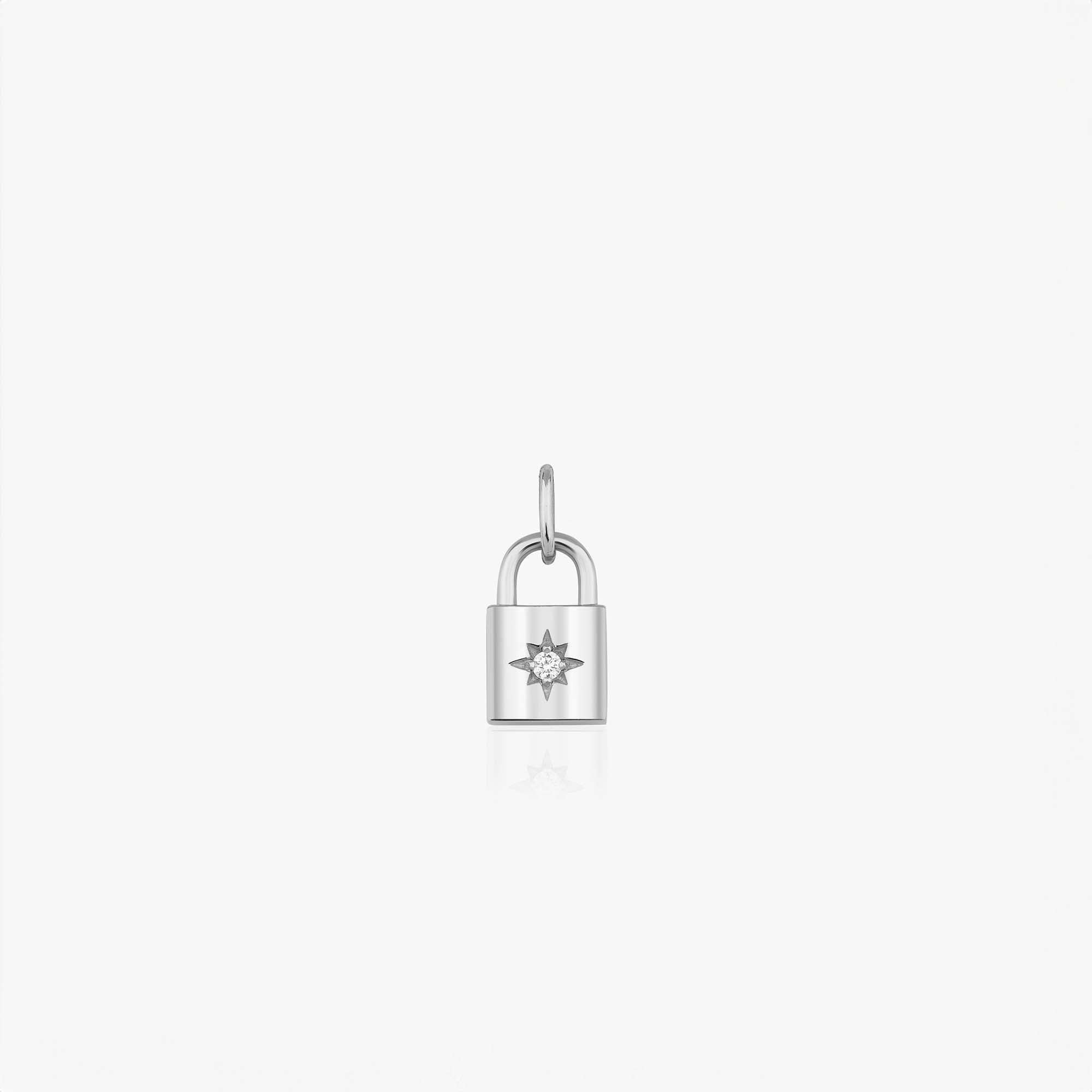 Mini Diamond Padlock Pendant in 14K Gold