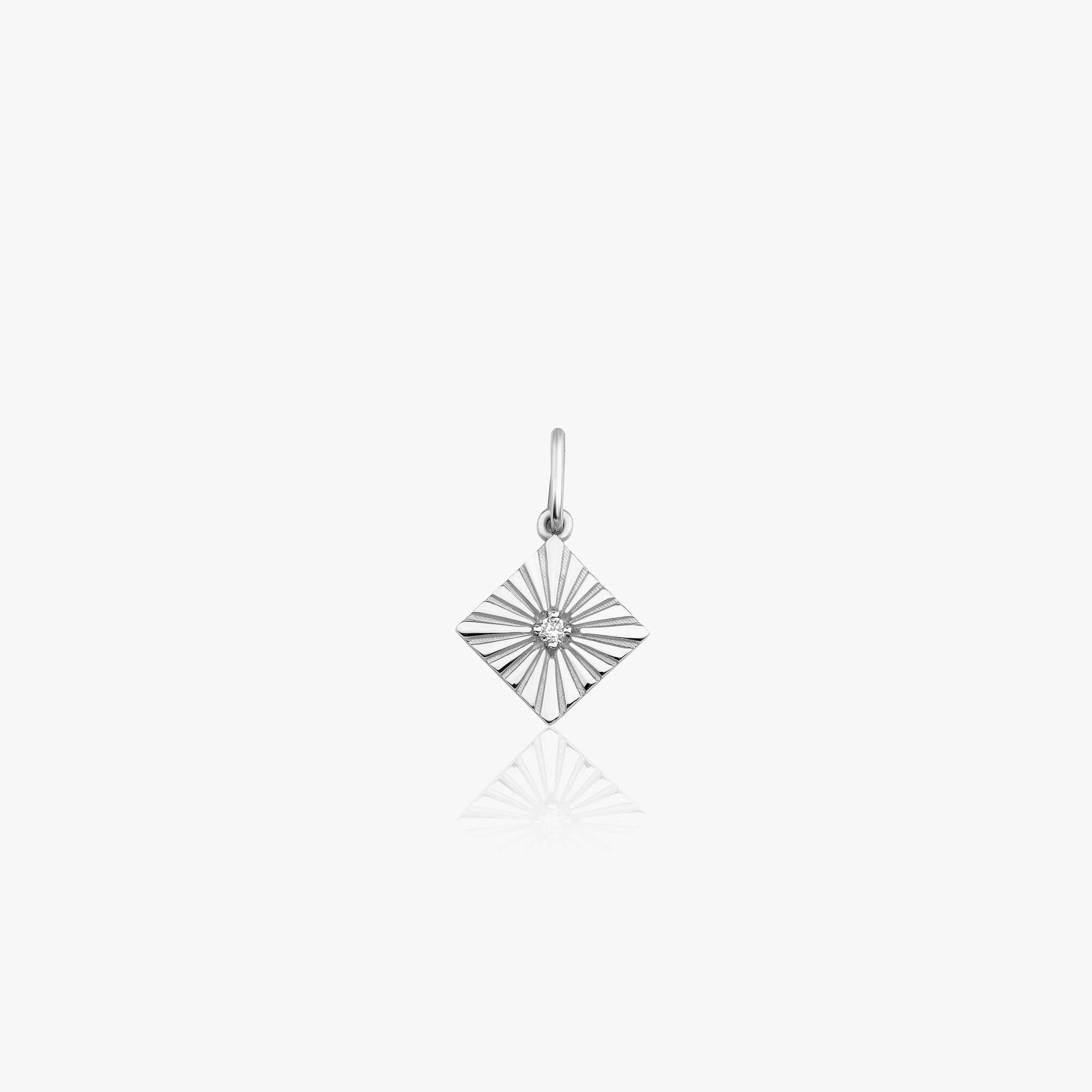 Mini Diamond Square Pendant in 14K Gold