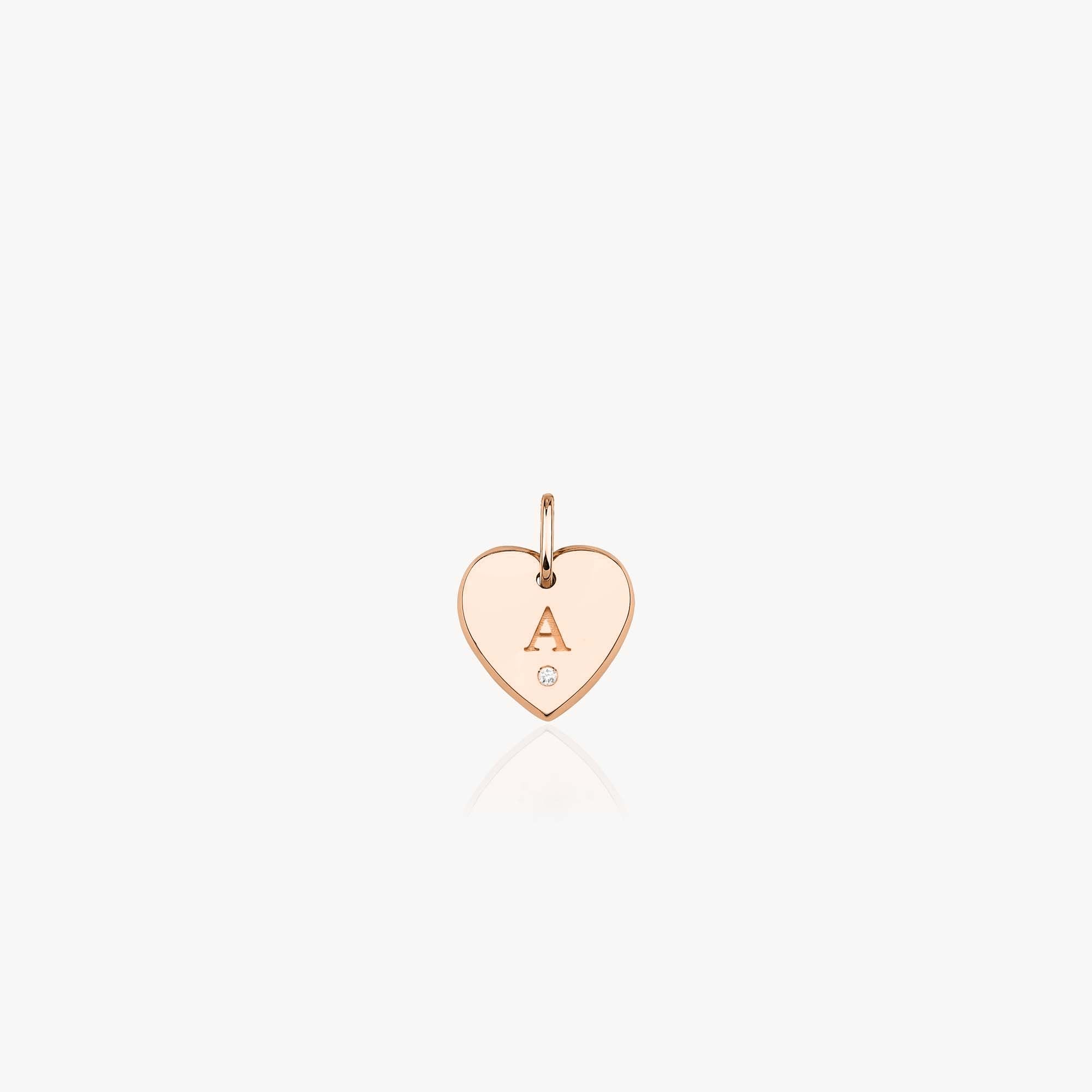 Mini Birthstone Initial Heart Pendant in 14K Gold