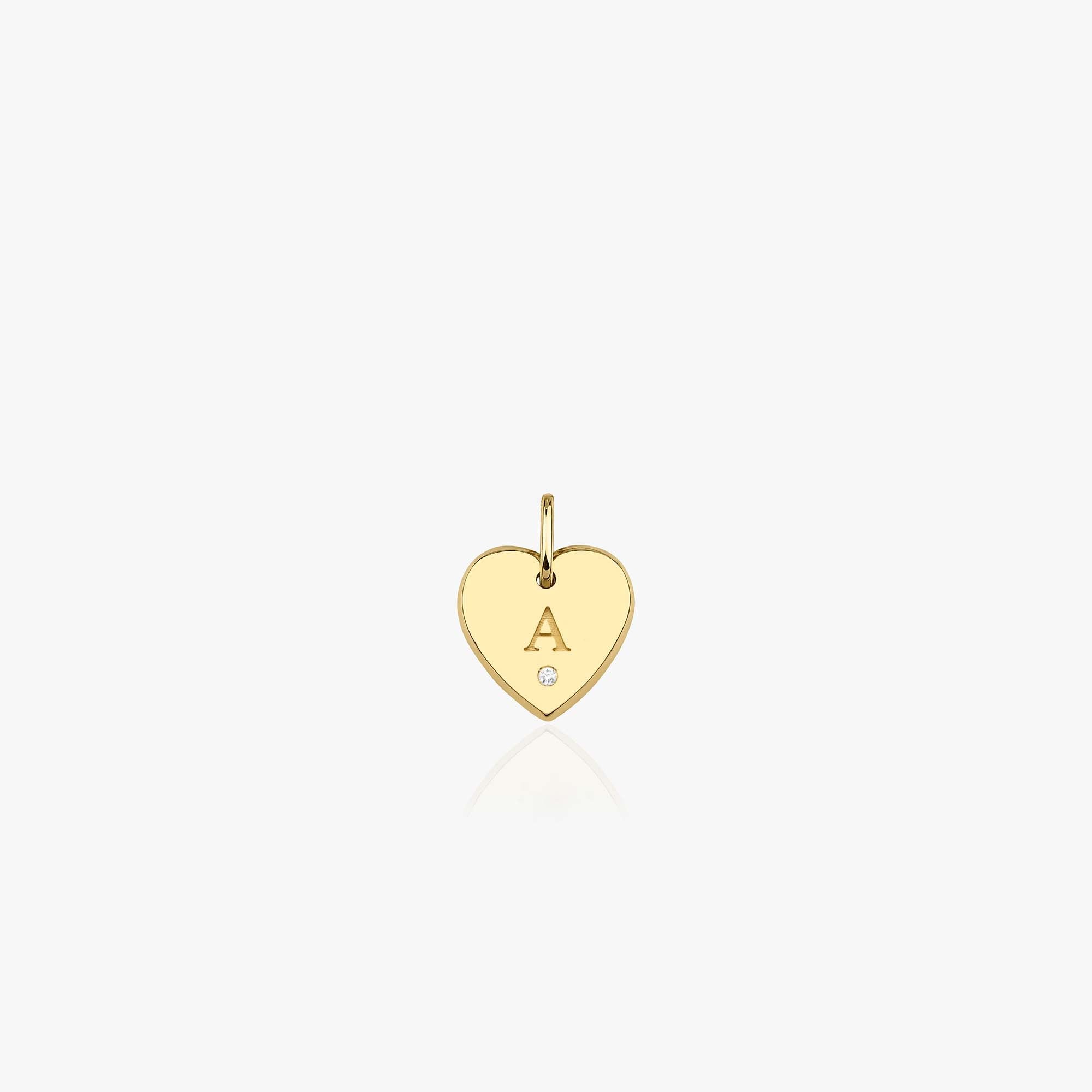 Mini Birthstone Initial Heart Pendant in 14K Gold