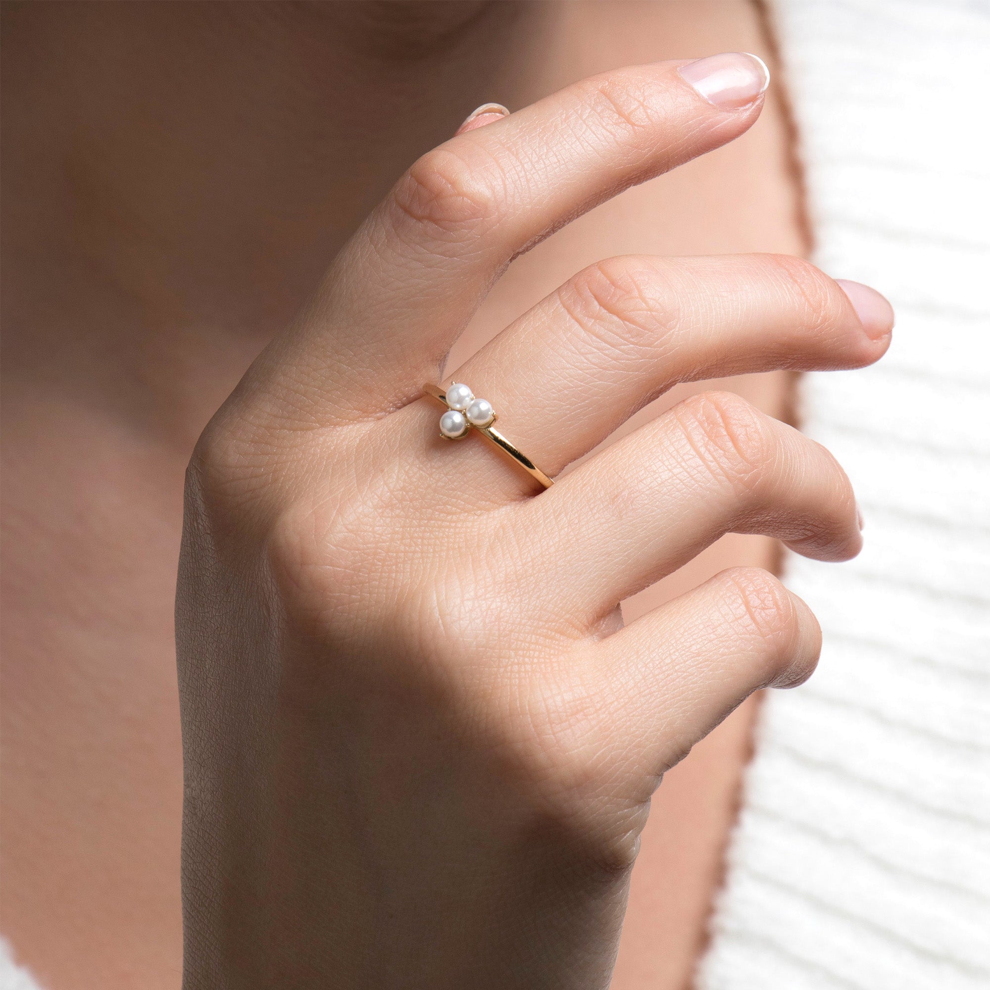 Trio Pearl Ring in 14K Gold