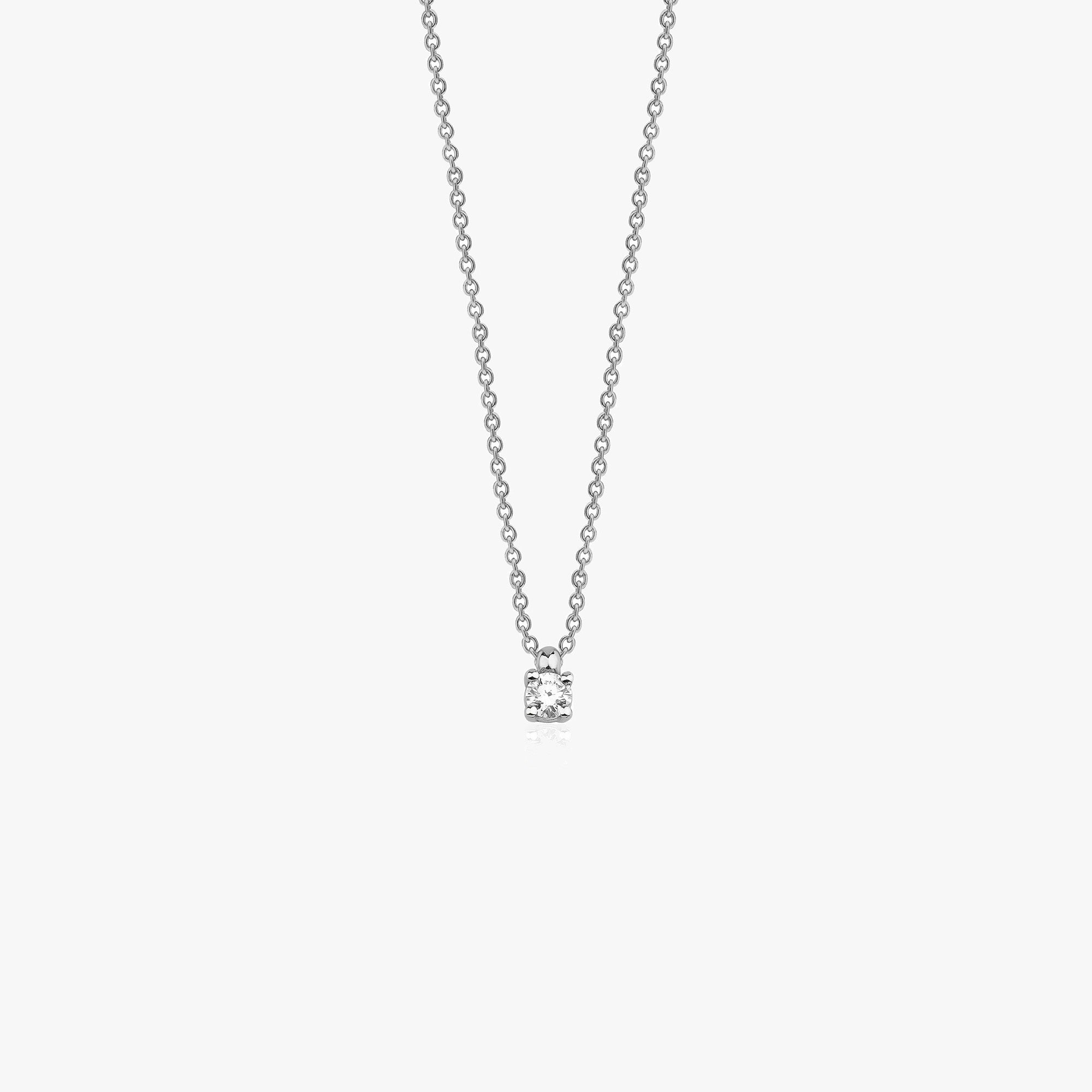 Mini Diamond Solitaire Necklace in 14K Gold / Four Prong Mini