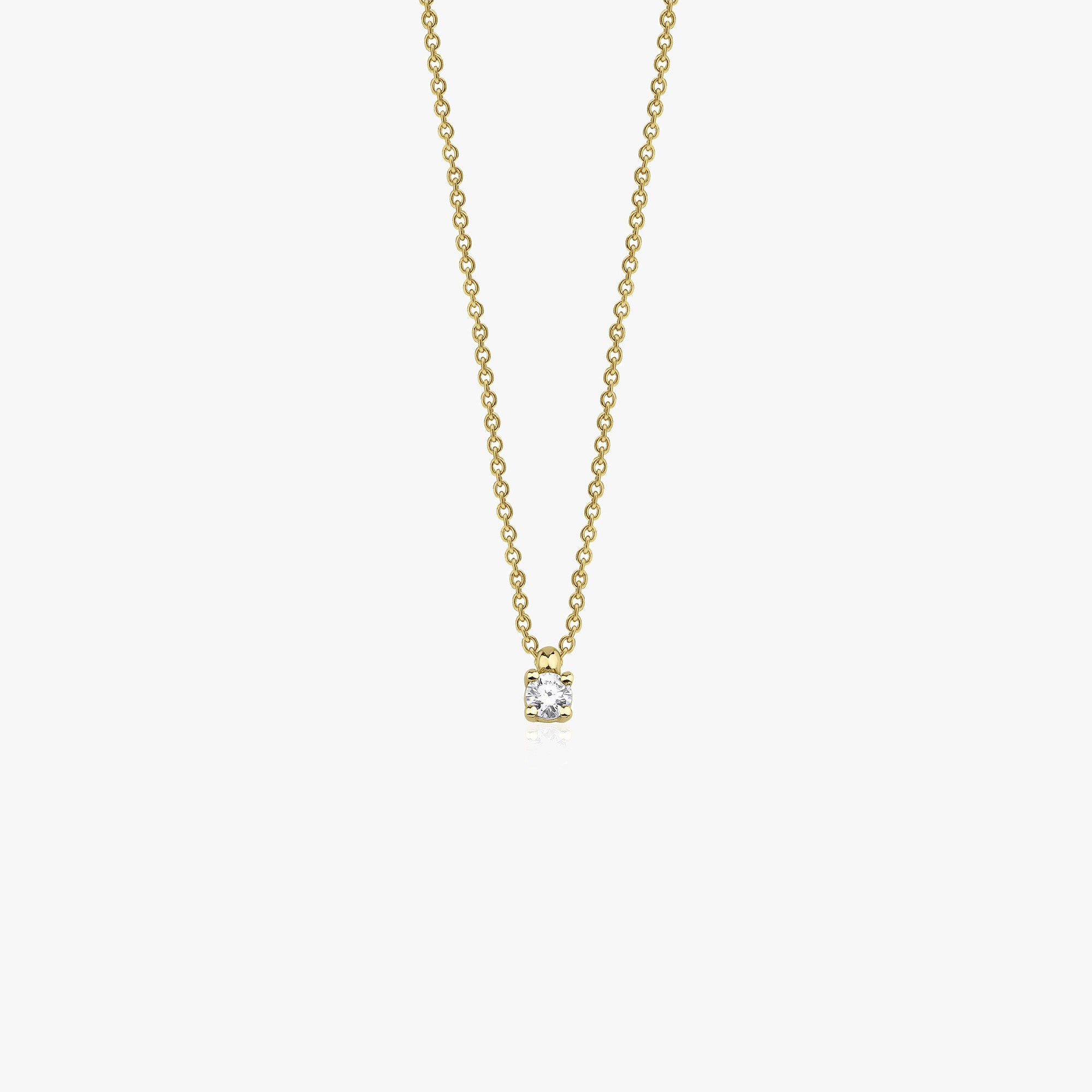 Mini Diamond Solitaire Necklace in 14K Gold / Four Prong Mini