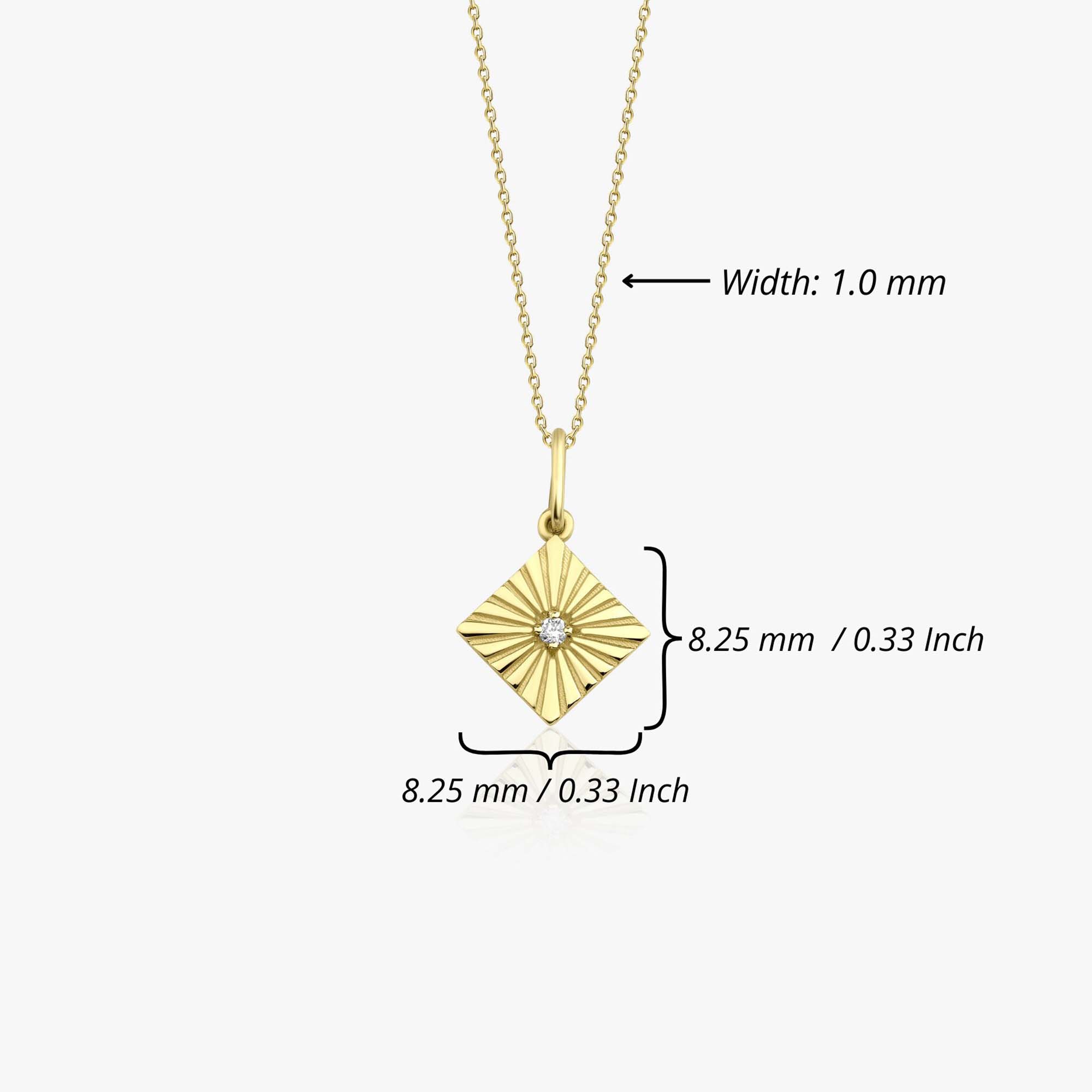 Mini Diamond Square Necklace in 14K Gold