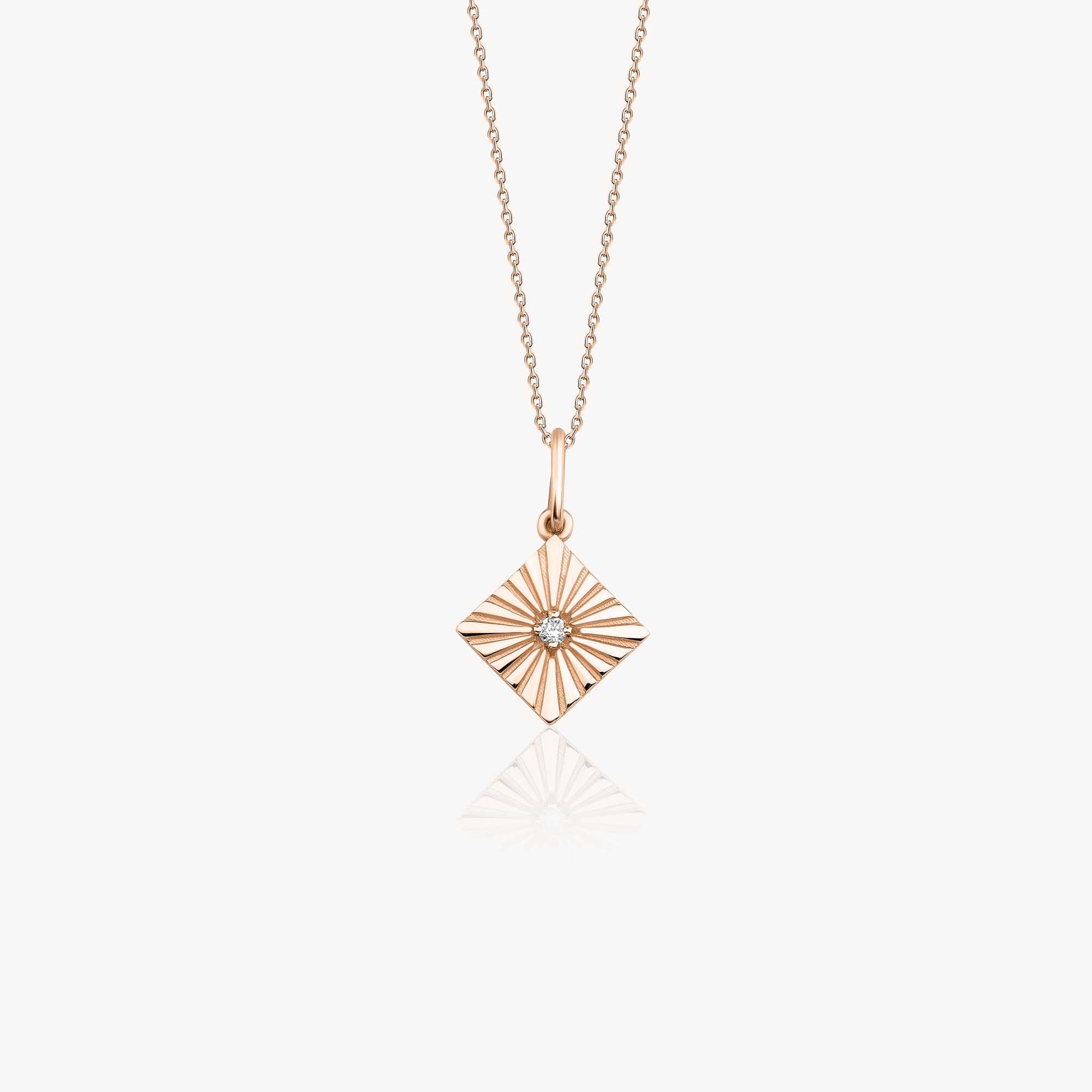 Mini Diamond Square Necklace in 14K Gold