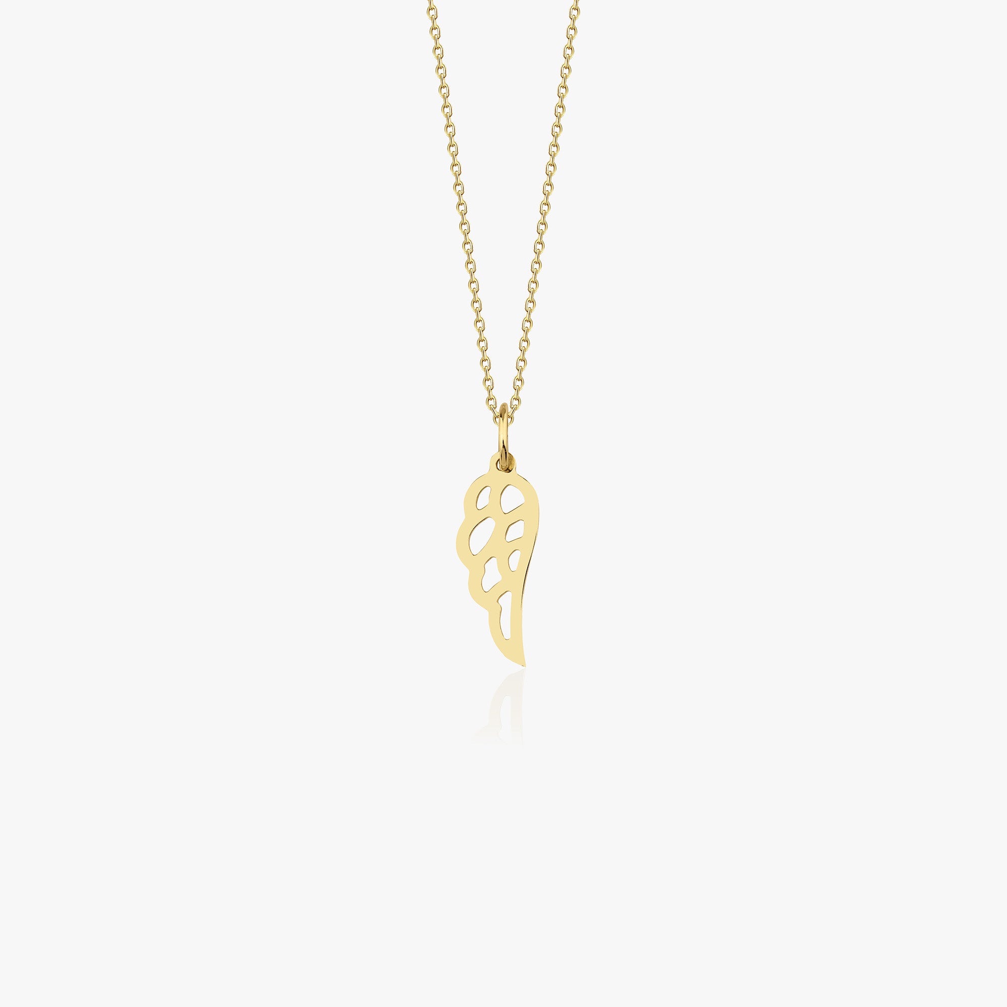 Minimal Angel Wing Charm Necklace in 14K Gold