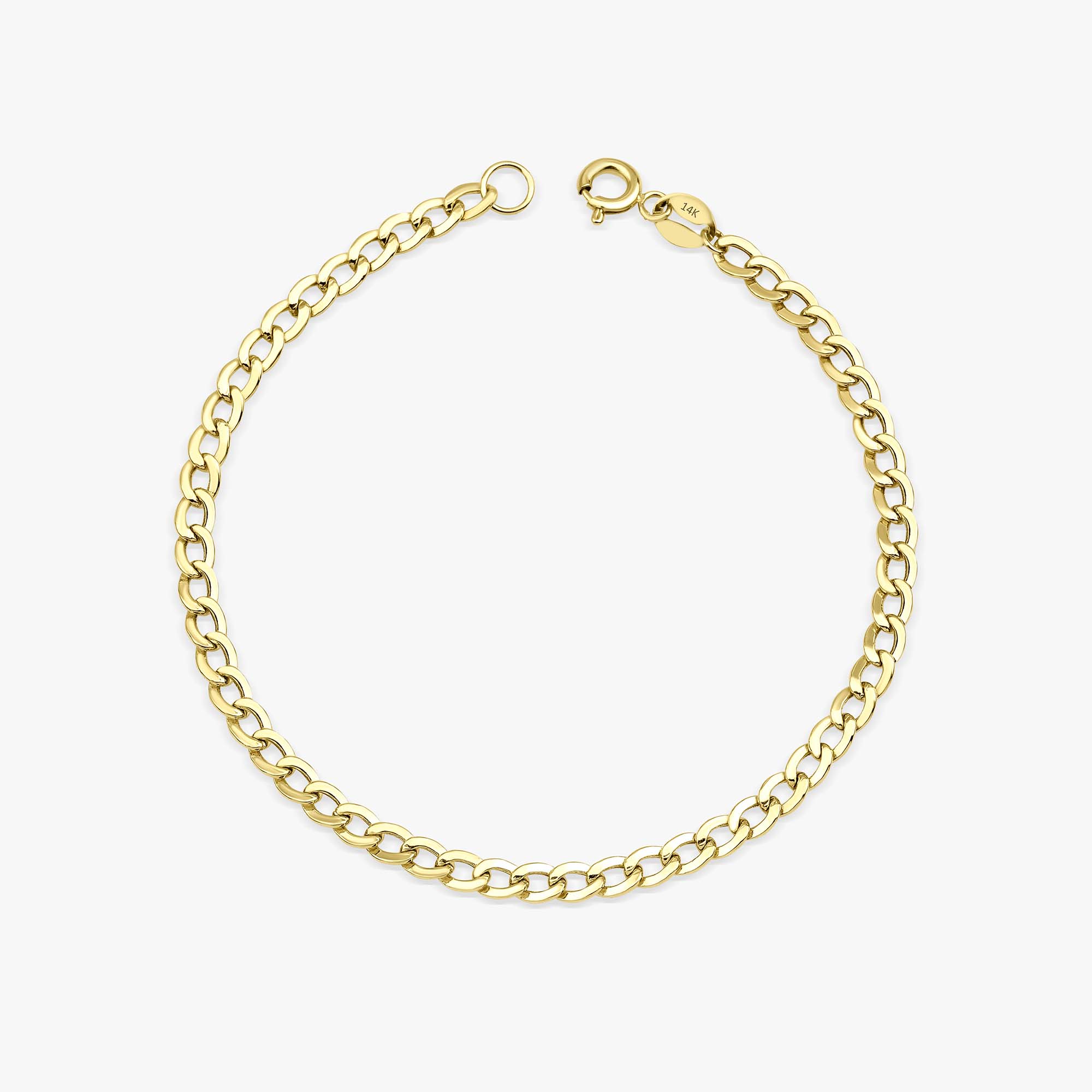 Minimal Gold curb chain bracelet on a white background

