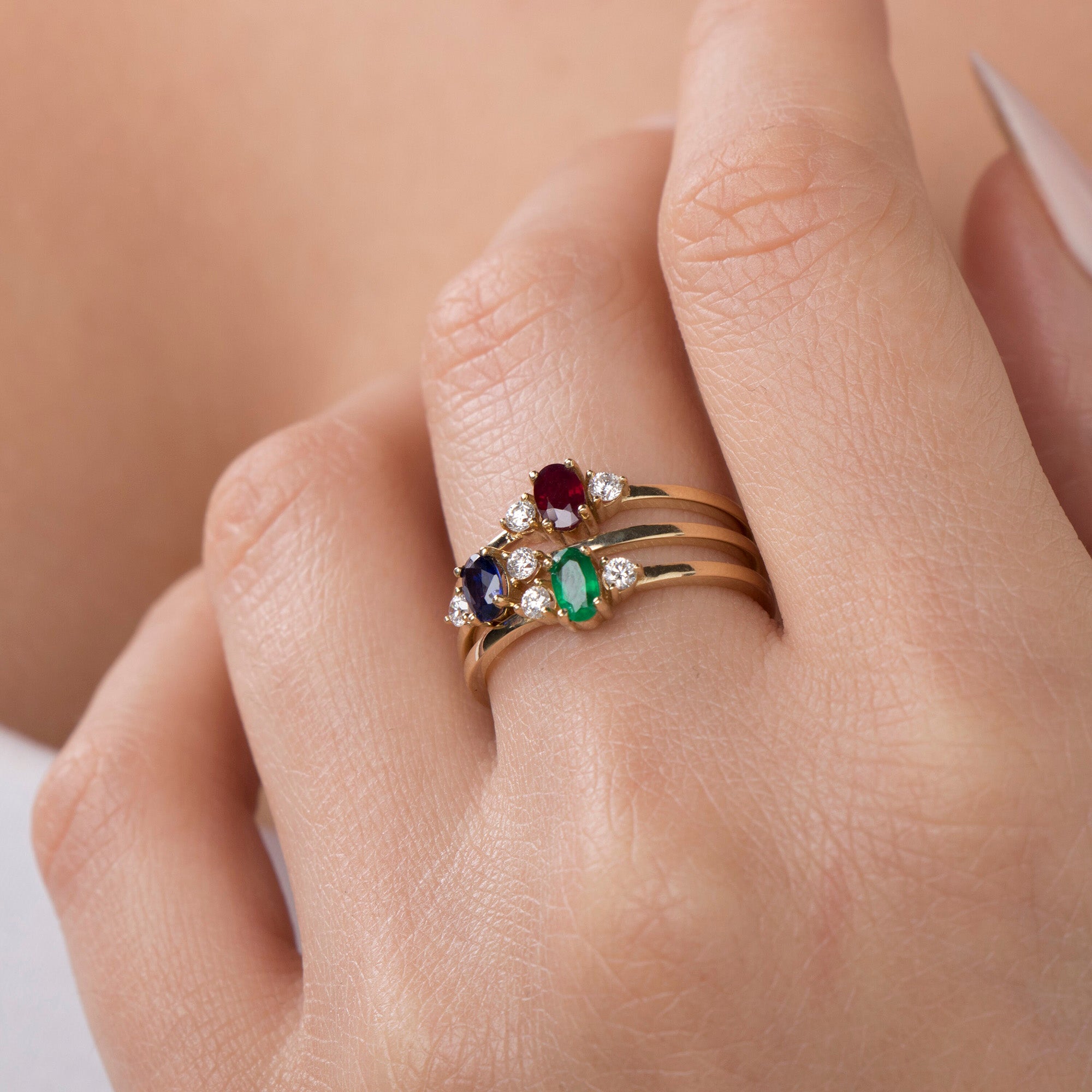 Minimal Ruby and Diamond Ring in 14K Gold