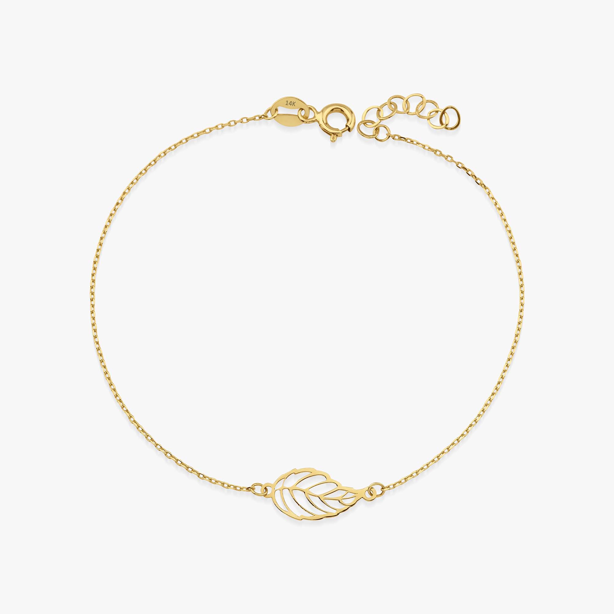Minimal Golden Leaf Bracelet in 14K Gold
