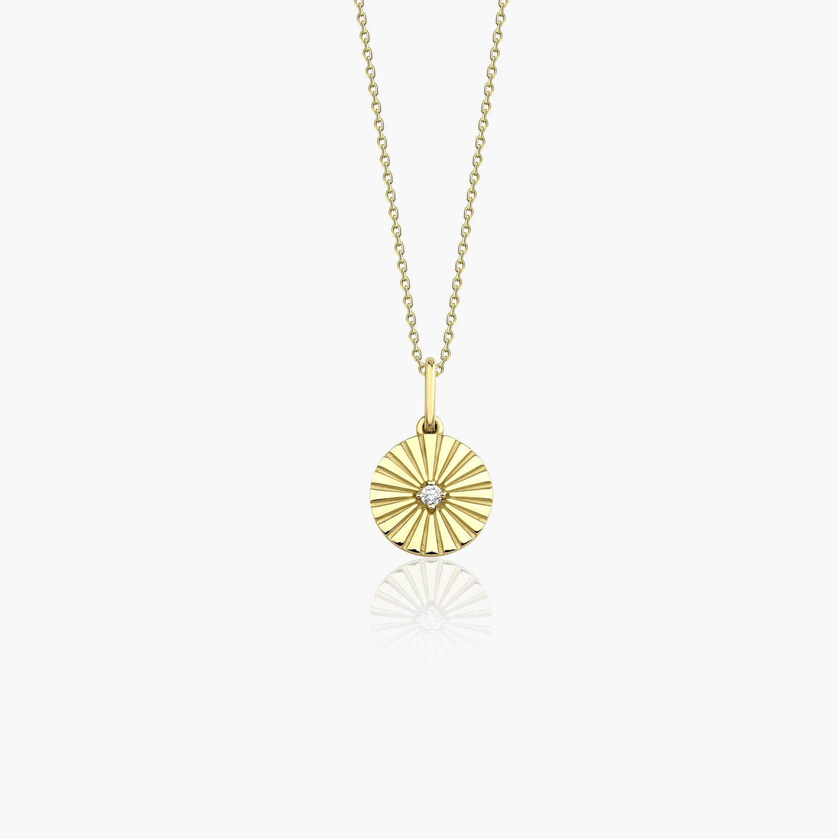 Minimal Diamond Sunburst Necklace in 14K Gold