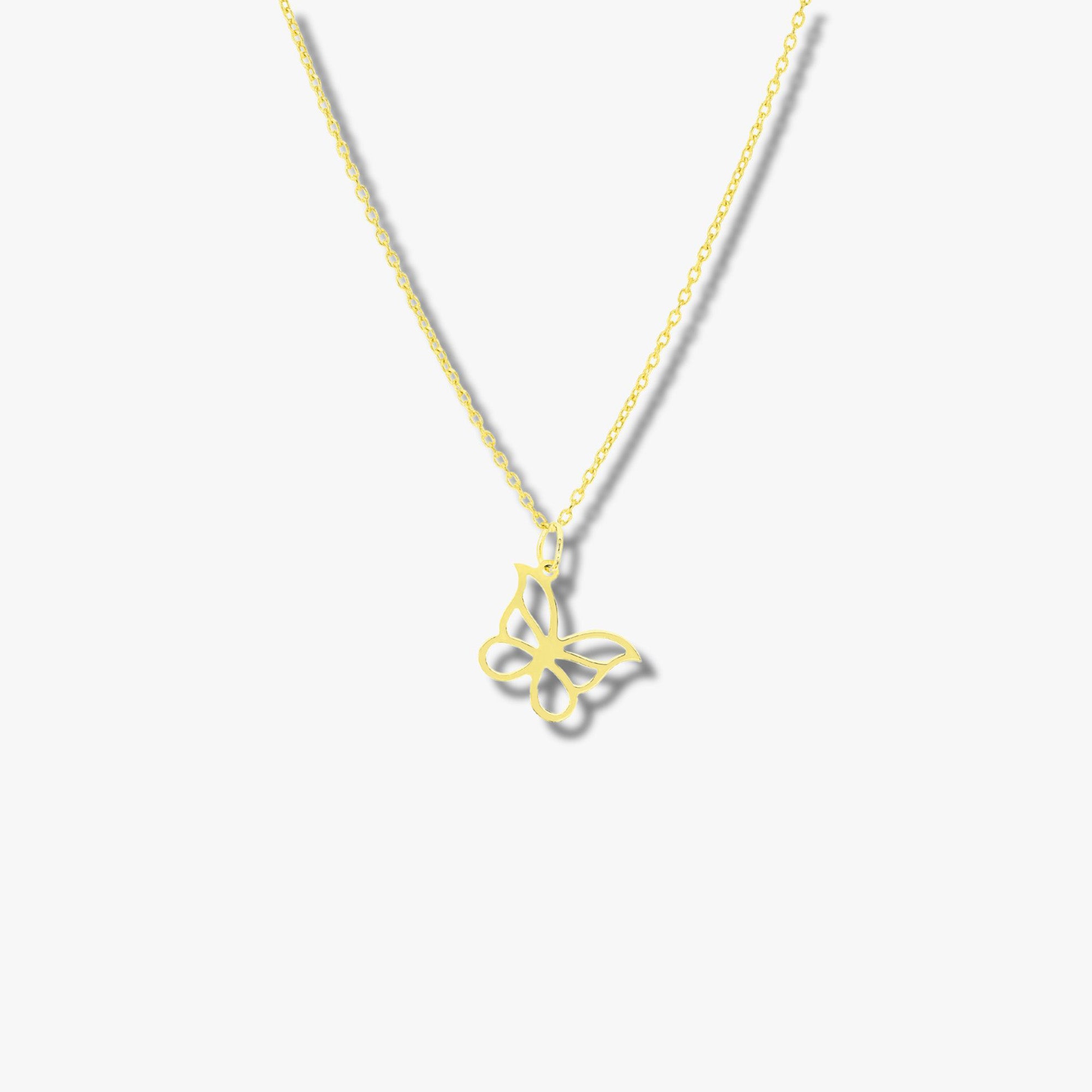 Minimal Butterfly Necklace in 14K Gold
