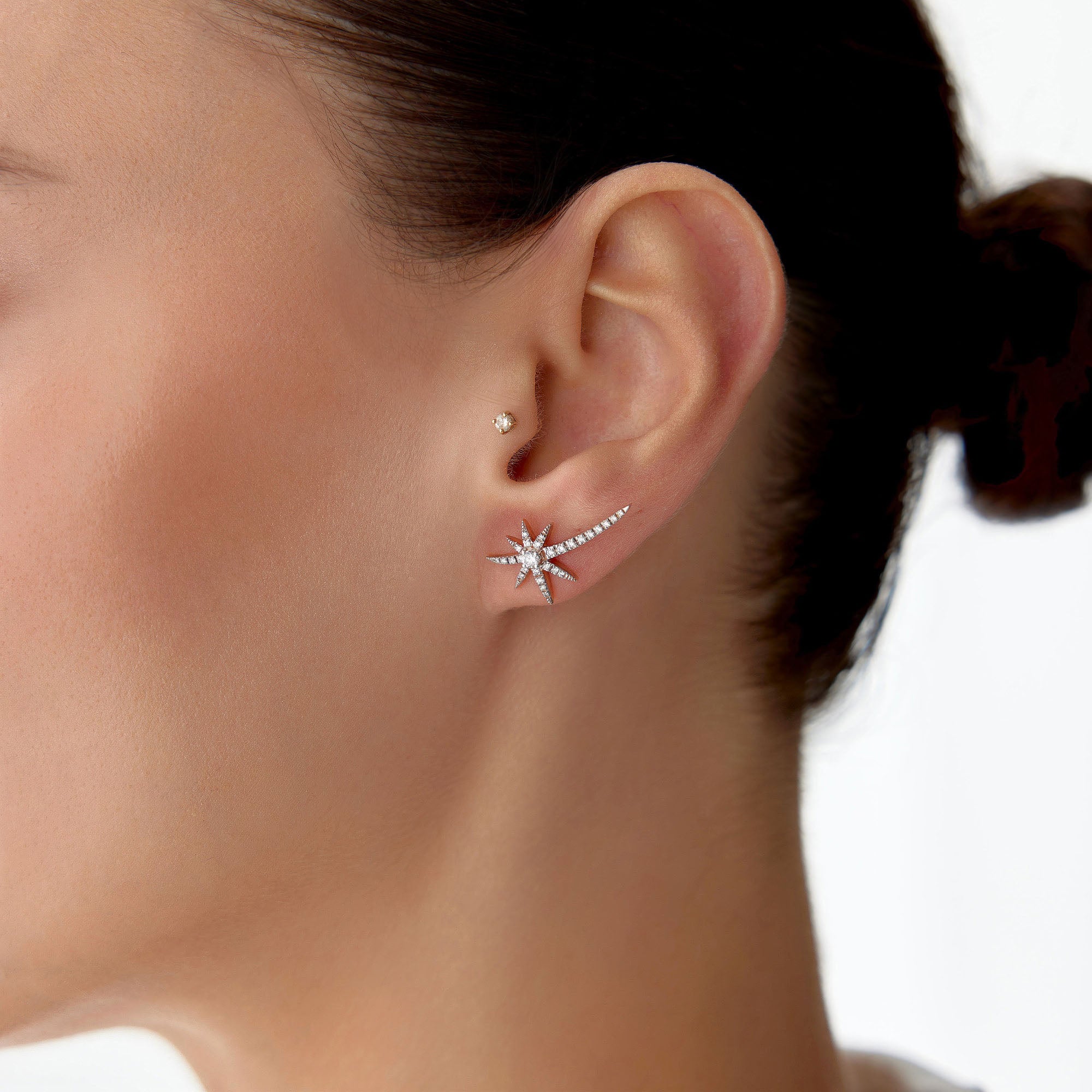 Diamond Comet Earrings in 14K Gold