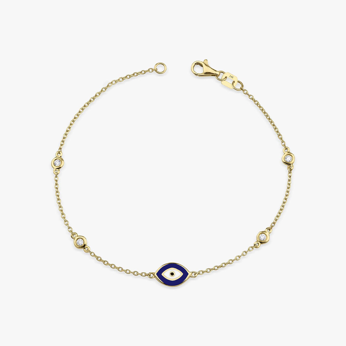 Diamond By The Yard Navy Blue Evil Eye Bracelet in 14K Gold