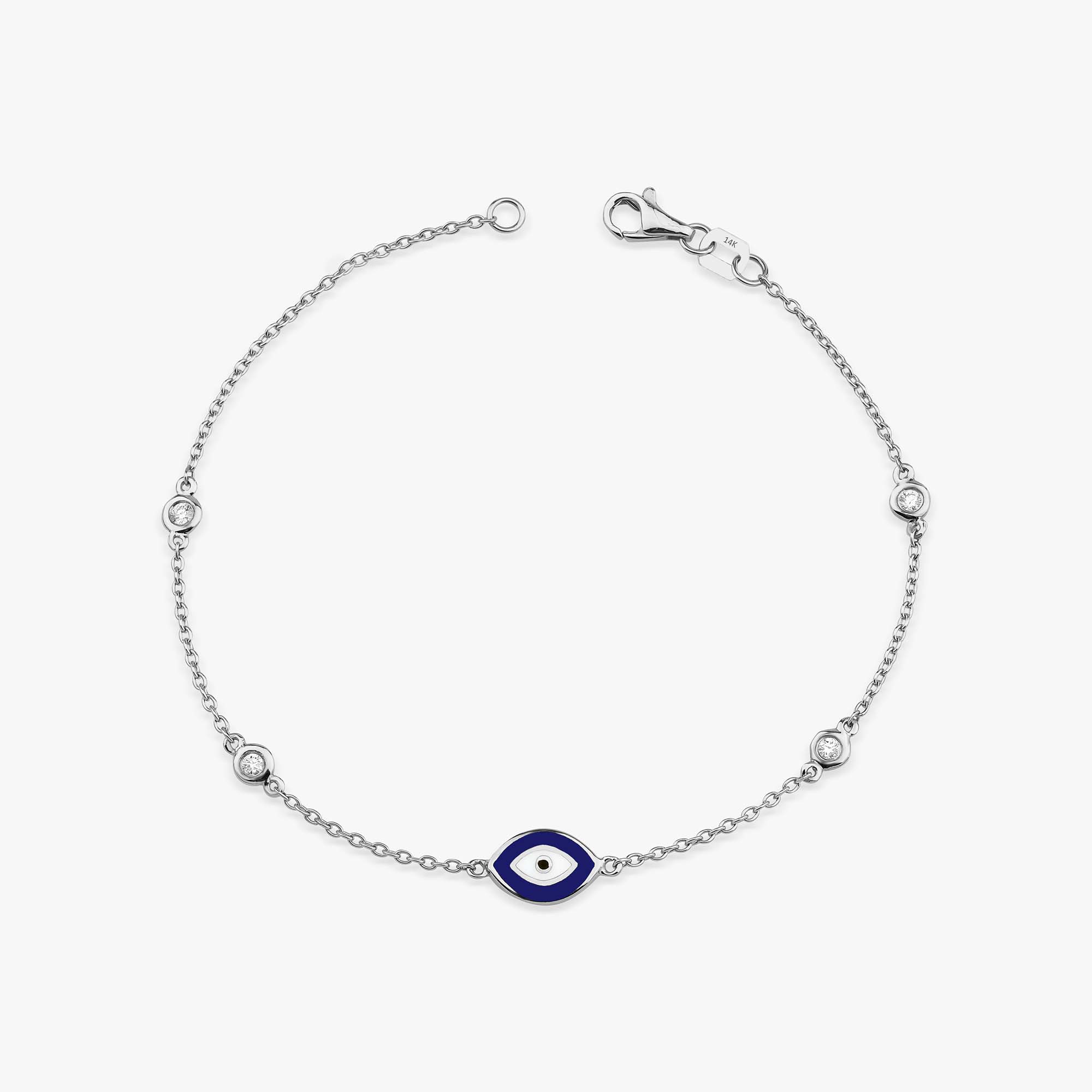 Diamond By The Yard Navy Blue Evil Eye Bracelet in 14K Gold