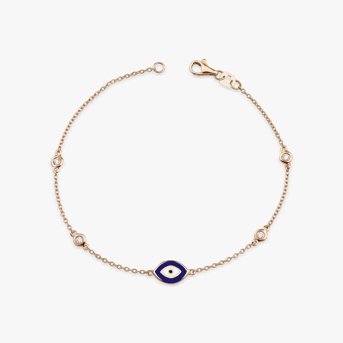 Diamond By The Yard Navy Blue Evil Eye Bracelet in 14K Gold