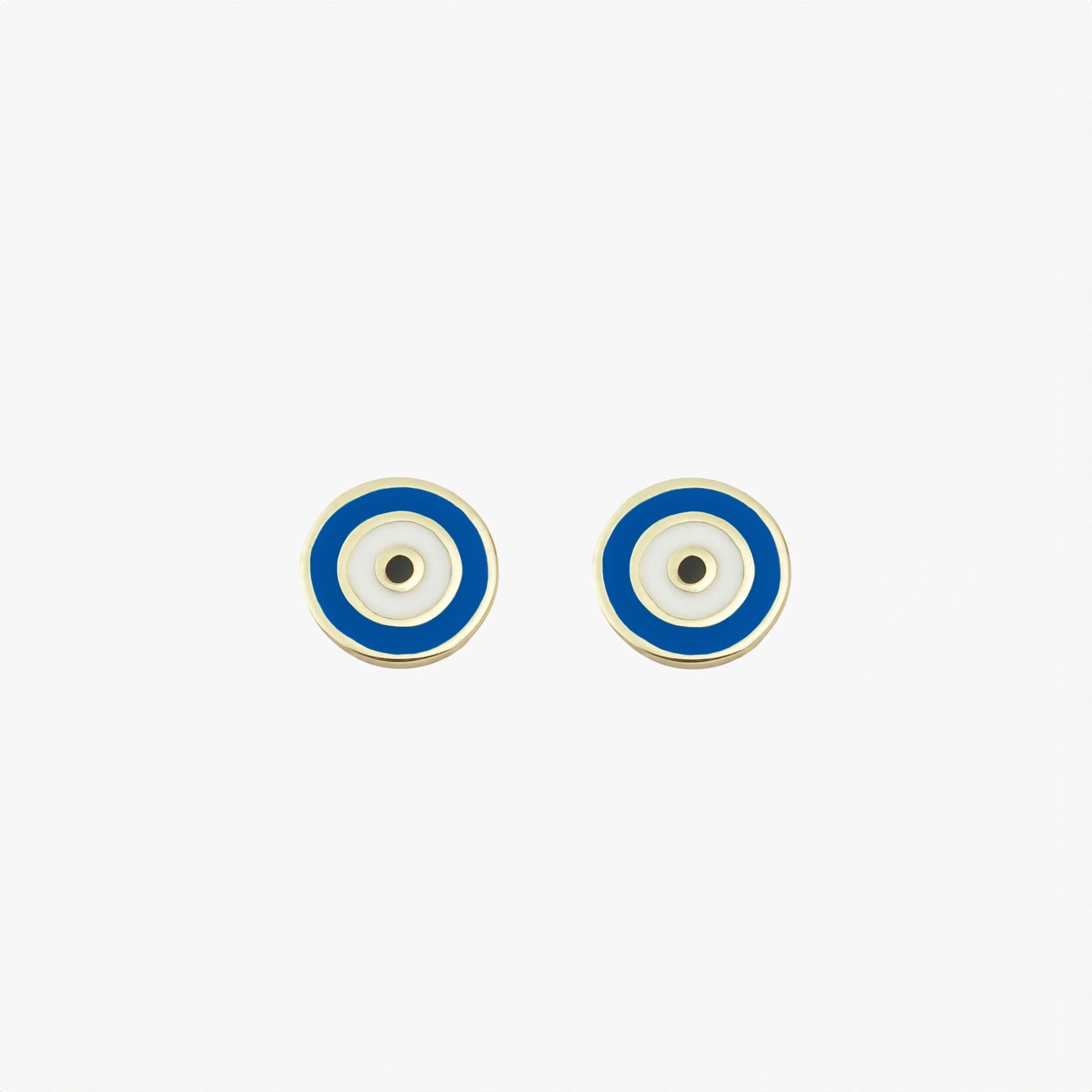 Mini Navy Blue Evil Eye Studs in 14K Gold