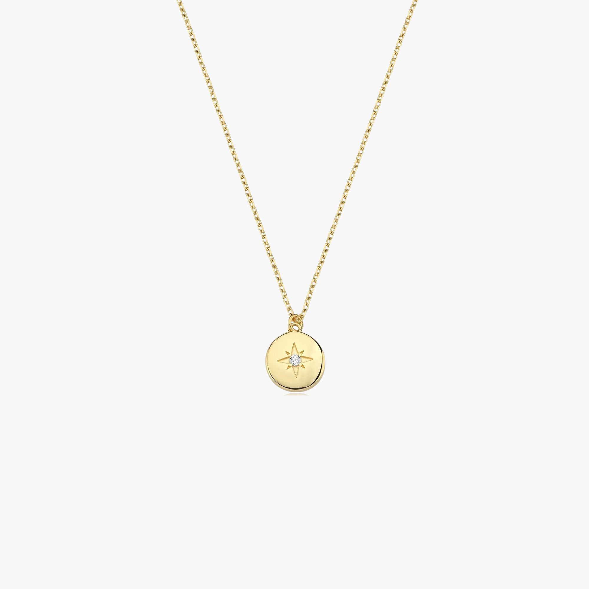 Mini Diamond North Star Necklace in 14K Gold