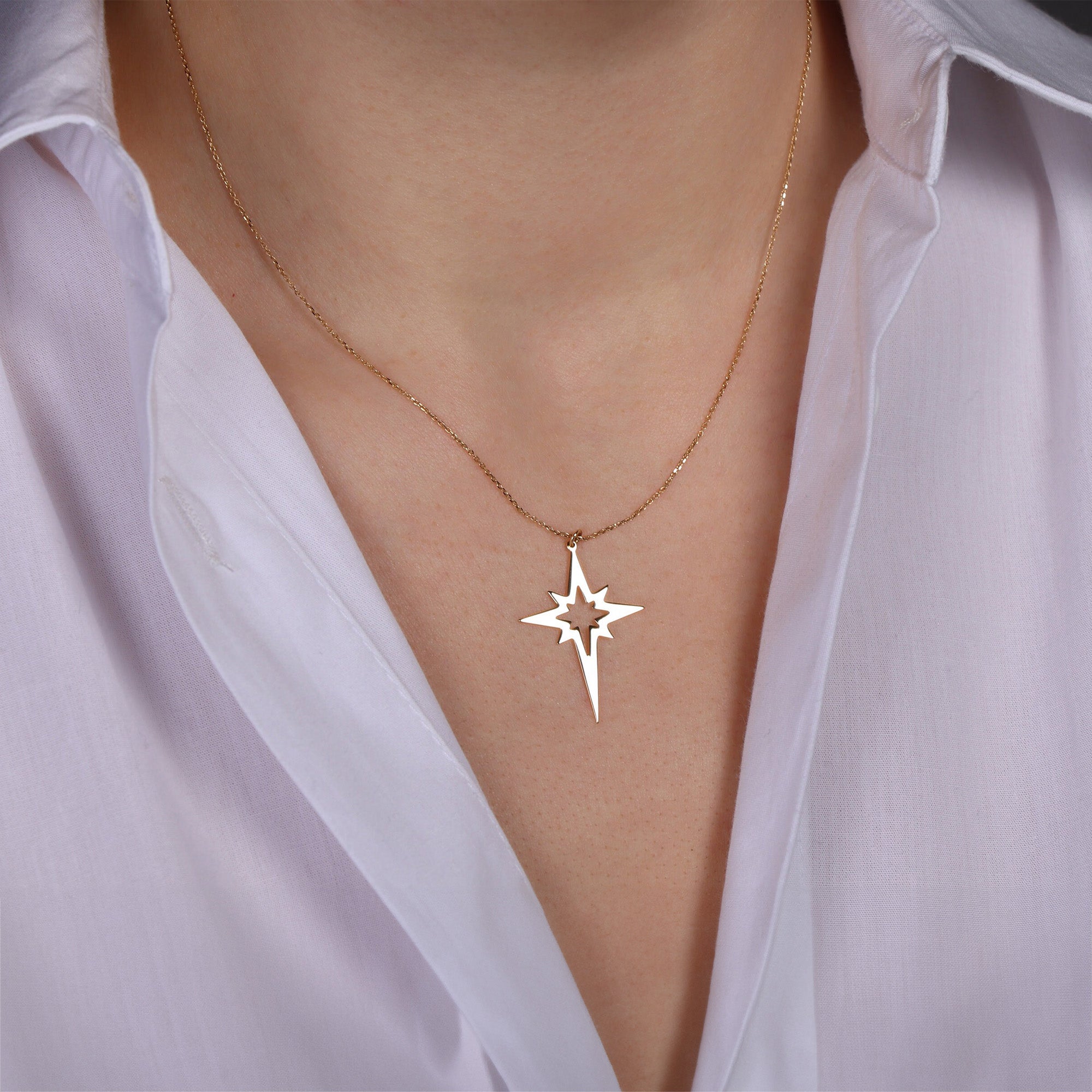 North Star Within Necklace in 14K Gold