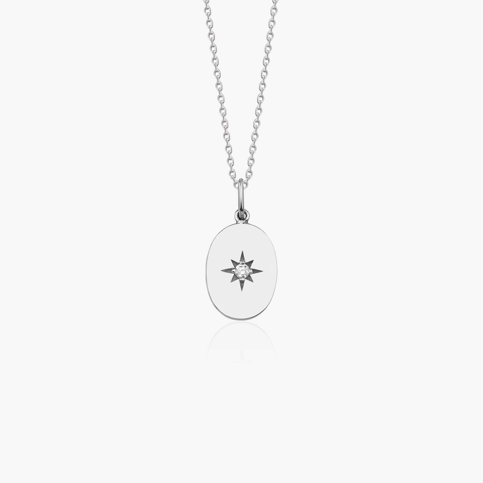 Diamond Oval North Star Pendant Necklace