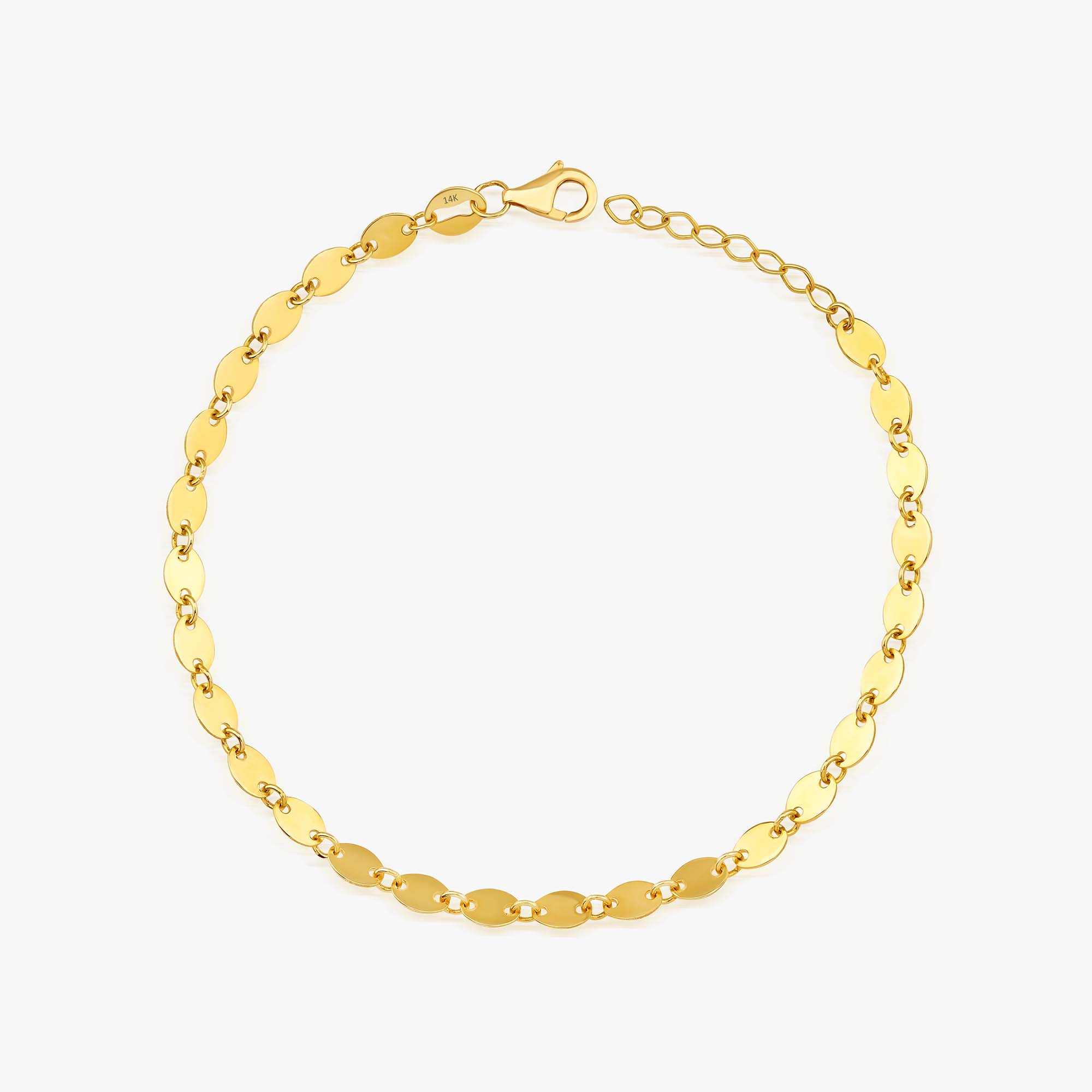 Gold bracelet on a white background