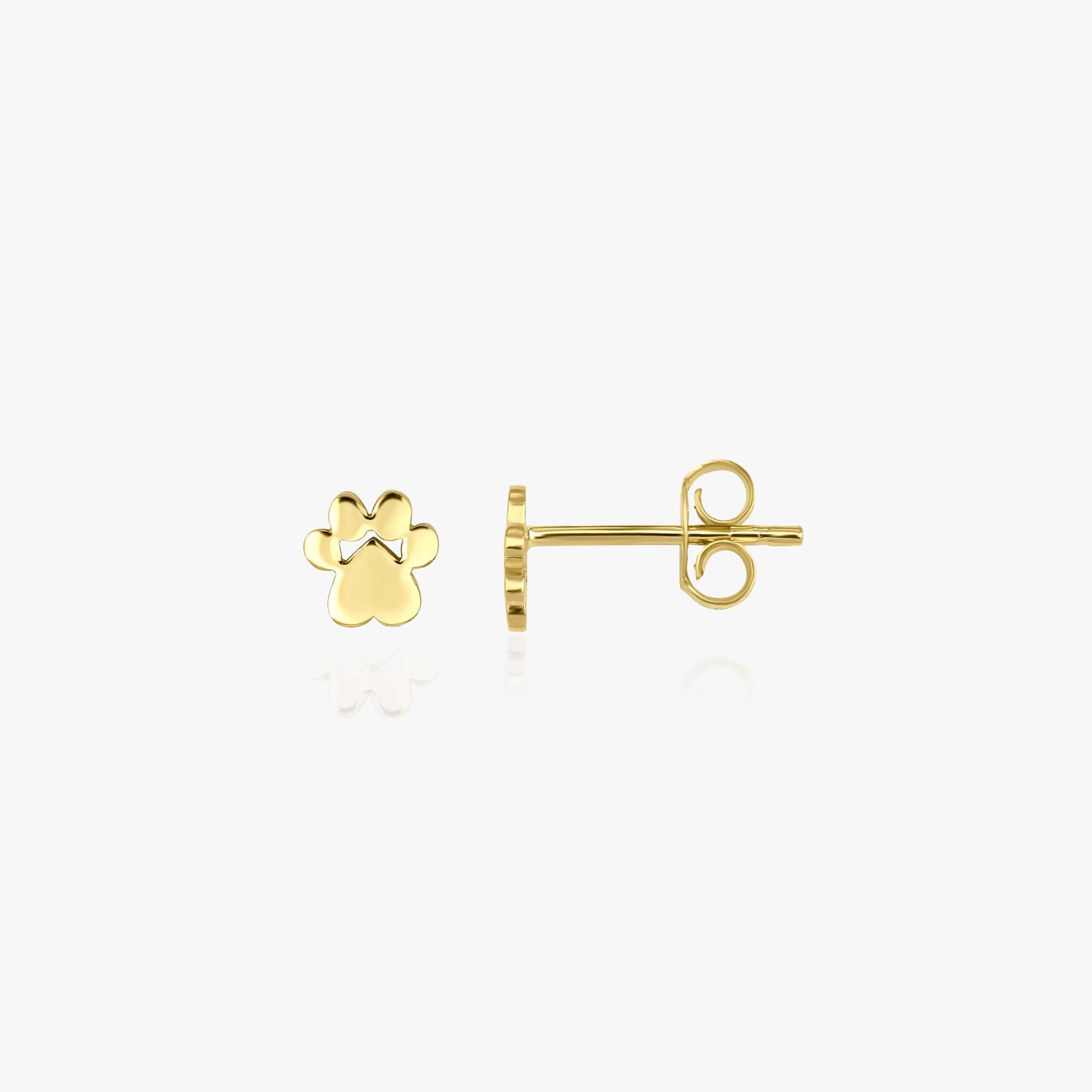 Single Golden Paw Stud in 14K Gold