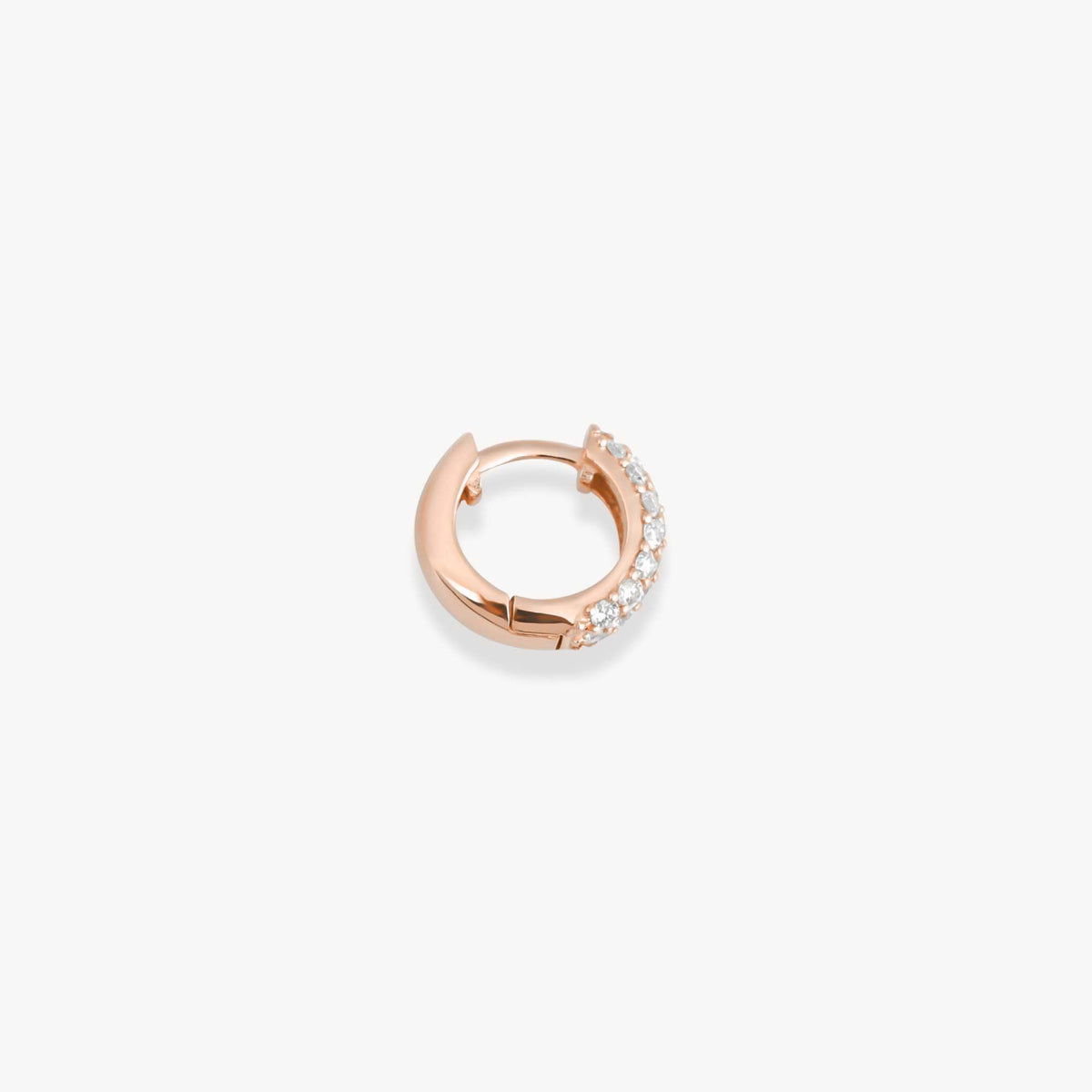 Single Mini Pave Diamond Hoop in 14K Gold