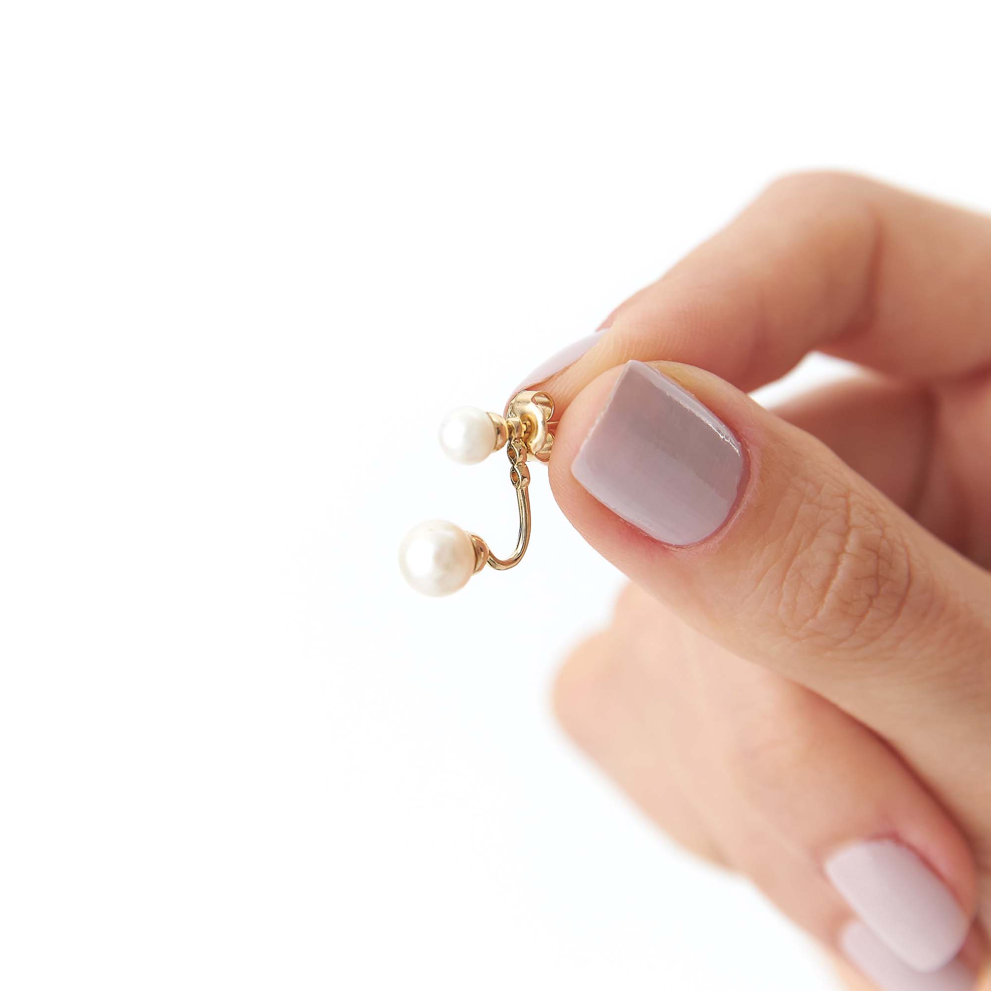 Single Pearl Ear Jacket Earring in 14K Gold