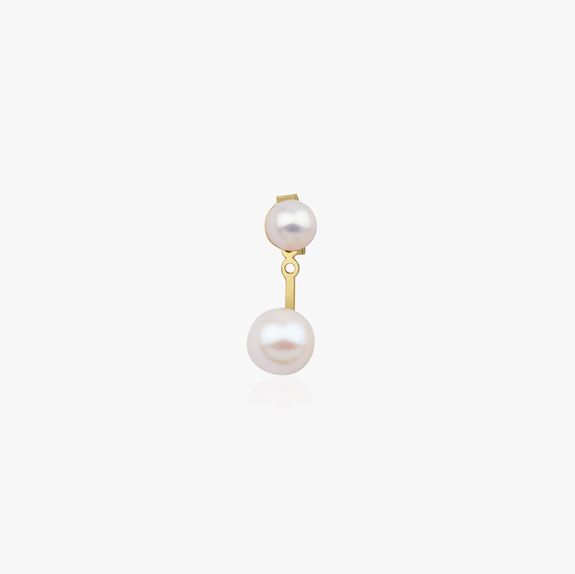 Single Pearl Ear Jacket Earring in 14K Gold