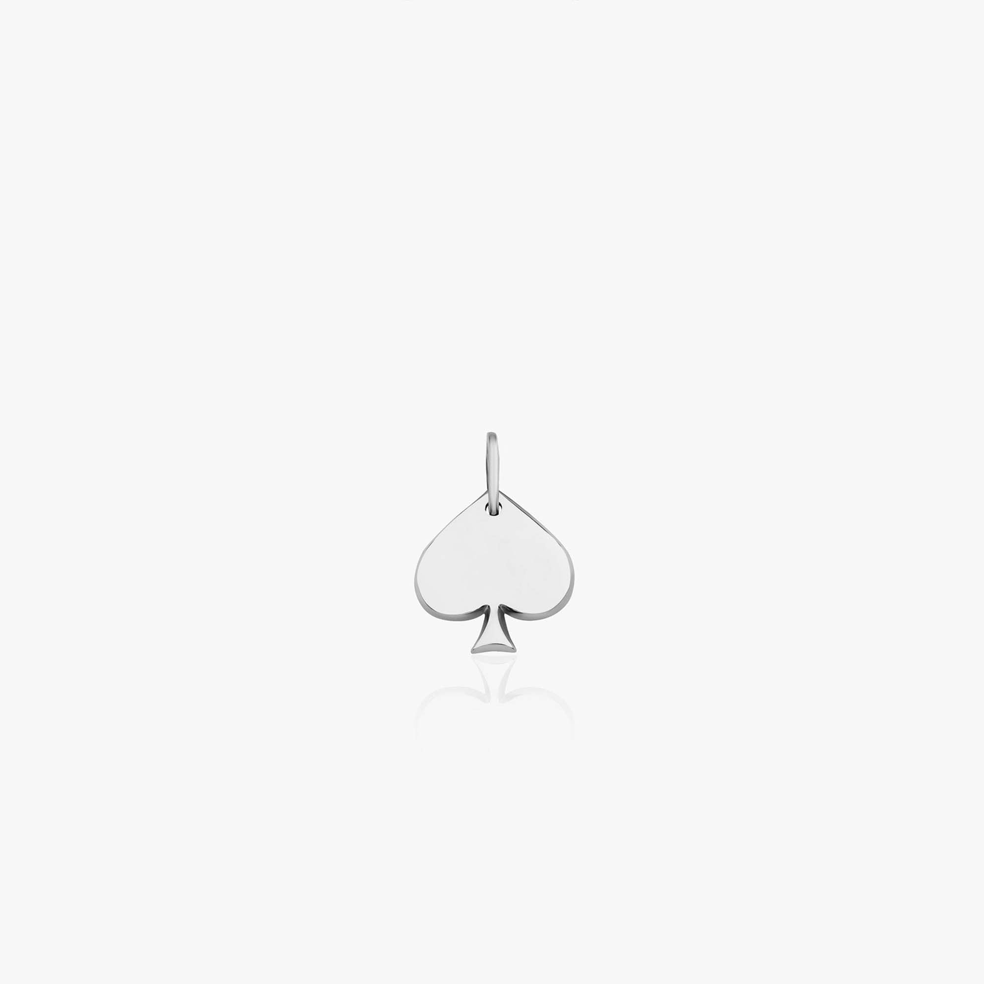 A 14k white gold spade shaped pendant with plain gold finish shown on a white background.