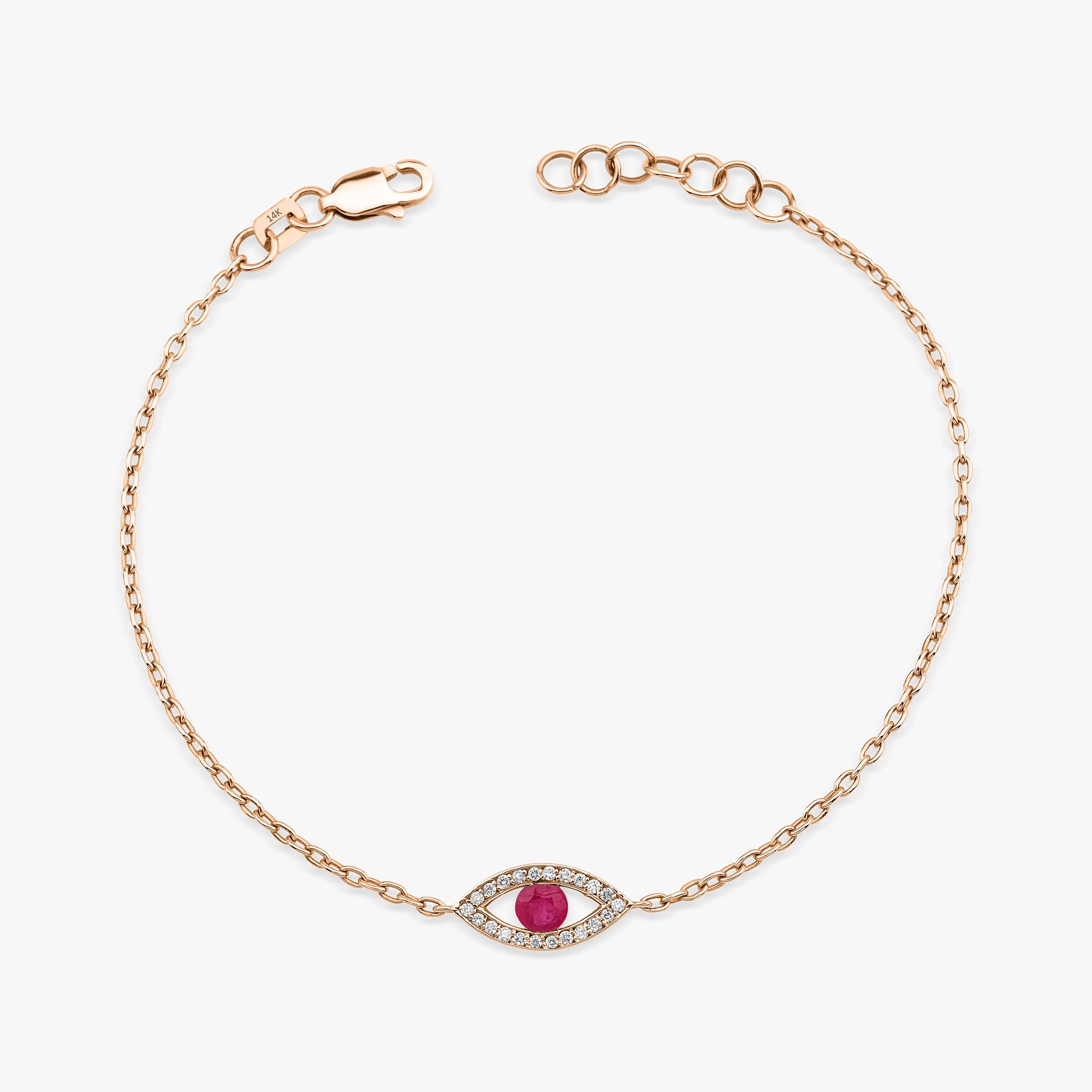 Ruby Evil Eye Bracelet in 14K Gold
