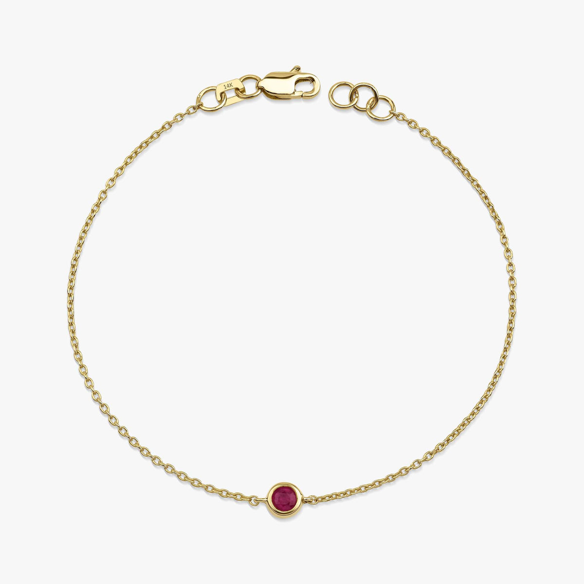 Ruby Solitaire Bracelet in 14K Gold